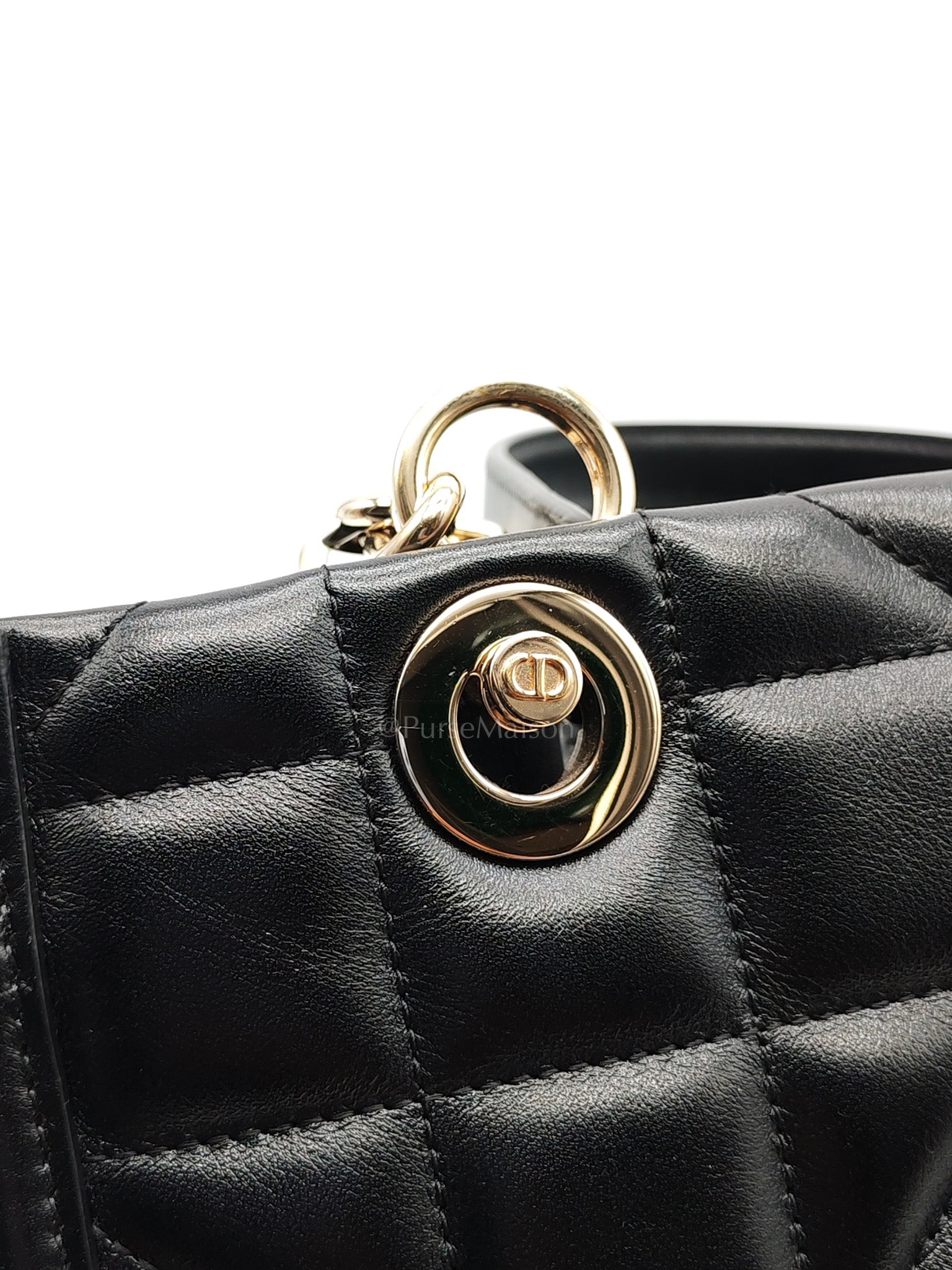 Essenstial Tote Bag Small in Black Archicannage Quilted Calfskin Leather & Light Gold Hardware