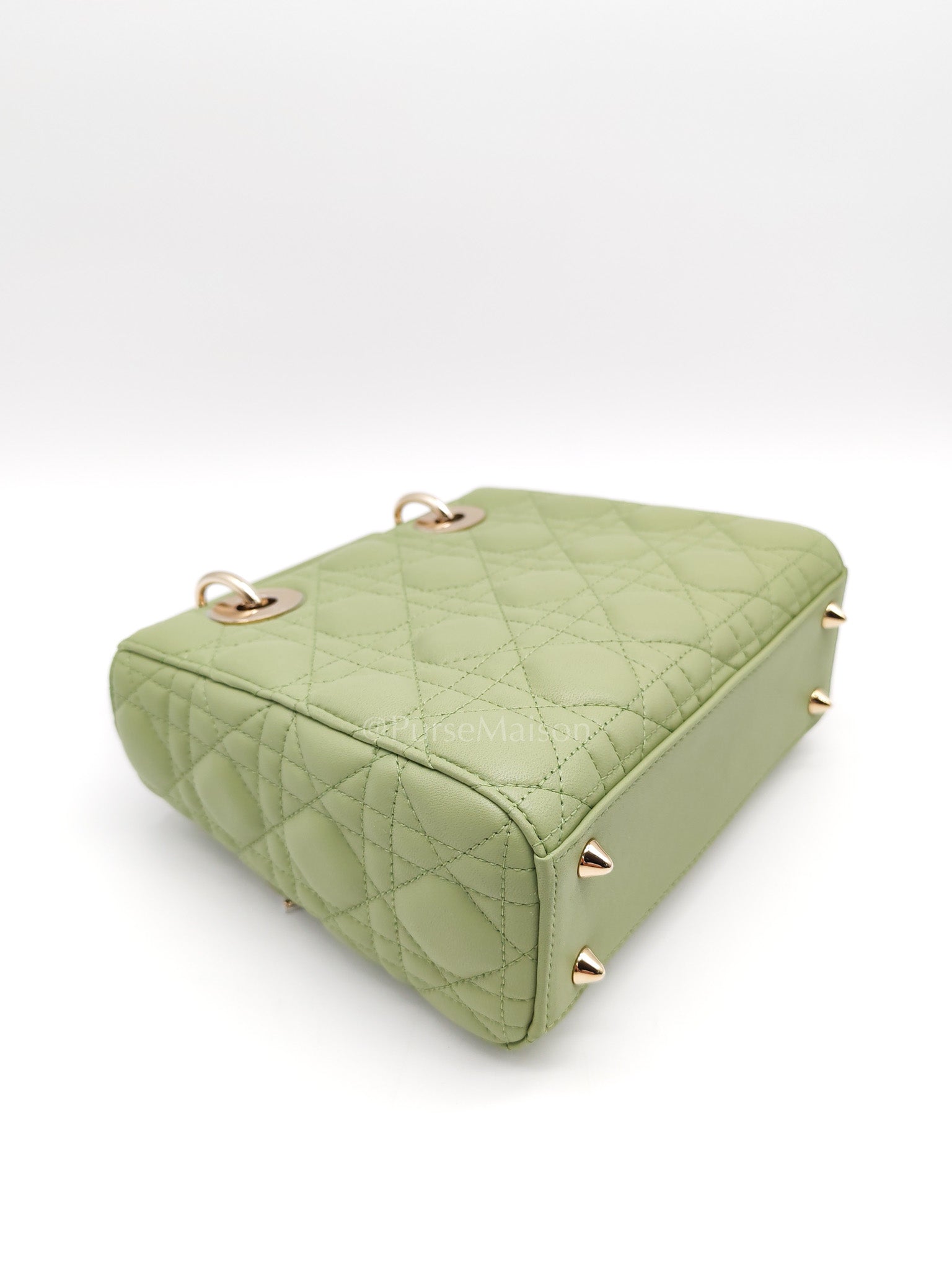 Lady Dior My ABCDior Bag Small in Sage Green Quilted Cannage Lambskin Leather and Light Gold Hardware