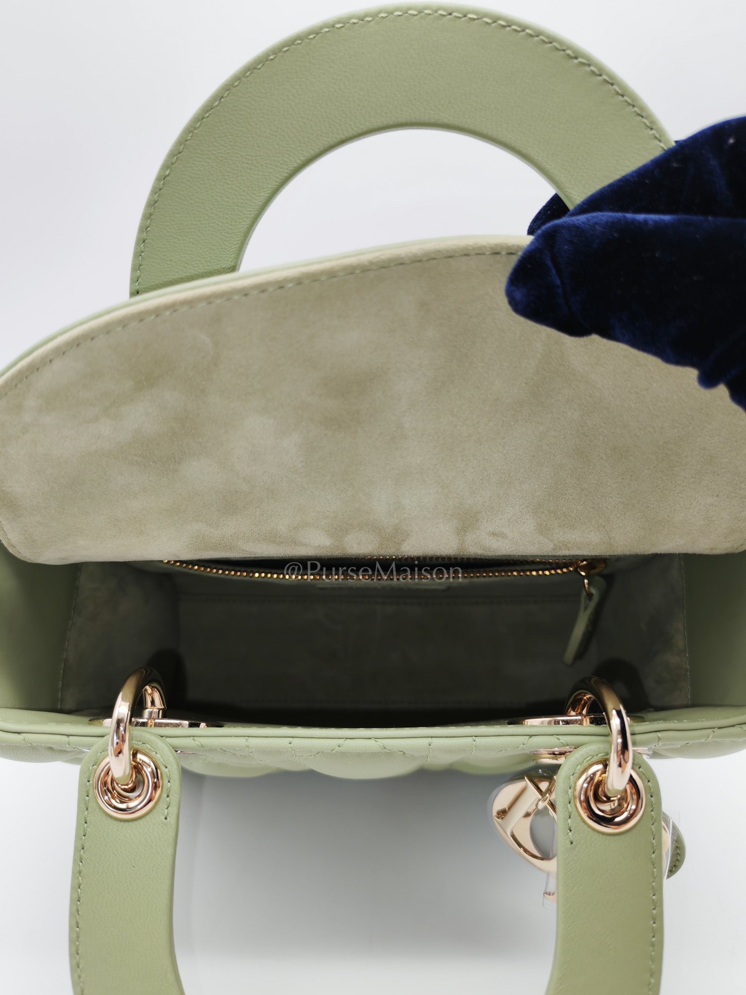 Lady Dior My ABCDior Bag Small in Sage Green Quilted Cannage Lambskin Leather and Light Gold Hardware