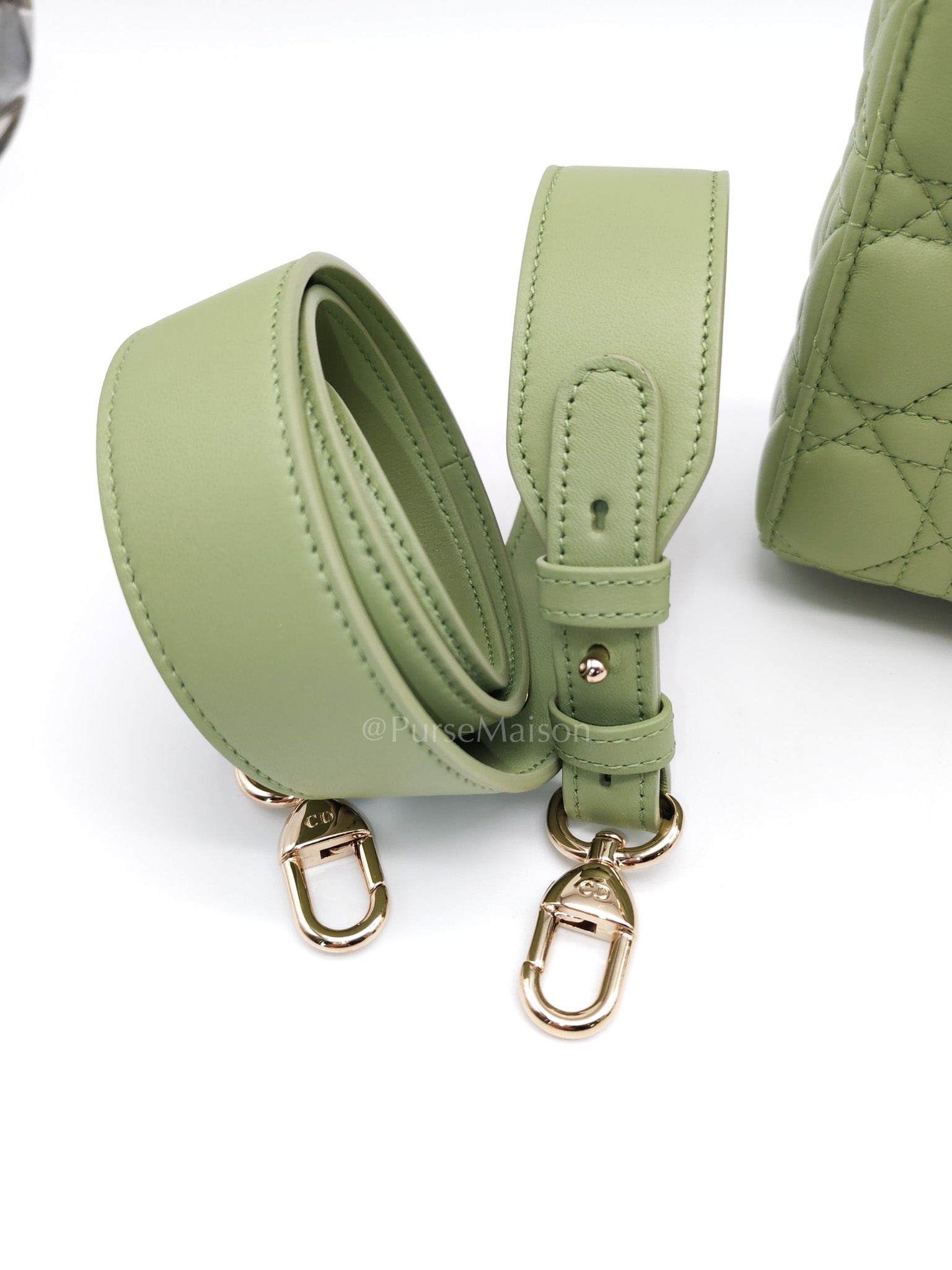 Lady Dior My ABCDior Bag Small in Sage Green Quilted Cannage Lambskin Leather and Light Gold Hardware