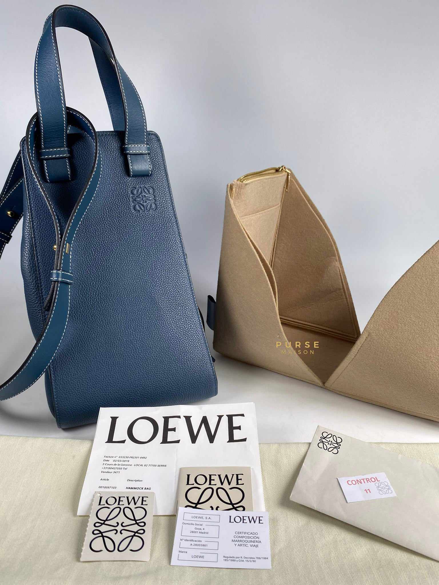 Loewe Large Hammock Bag Blue Soft Grained Calfskin