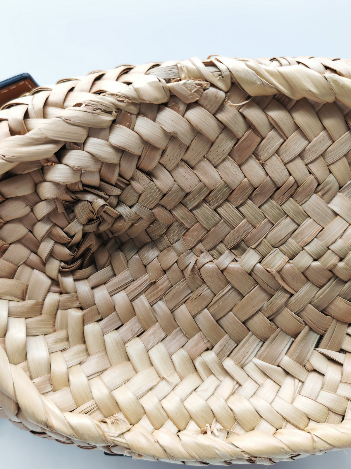 Loewe Palm Leaf & Brown Leather Small Basket Bag