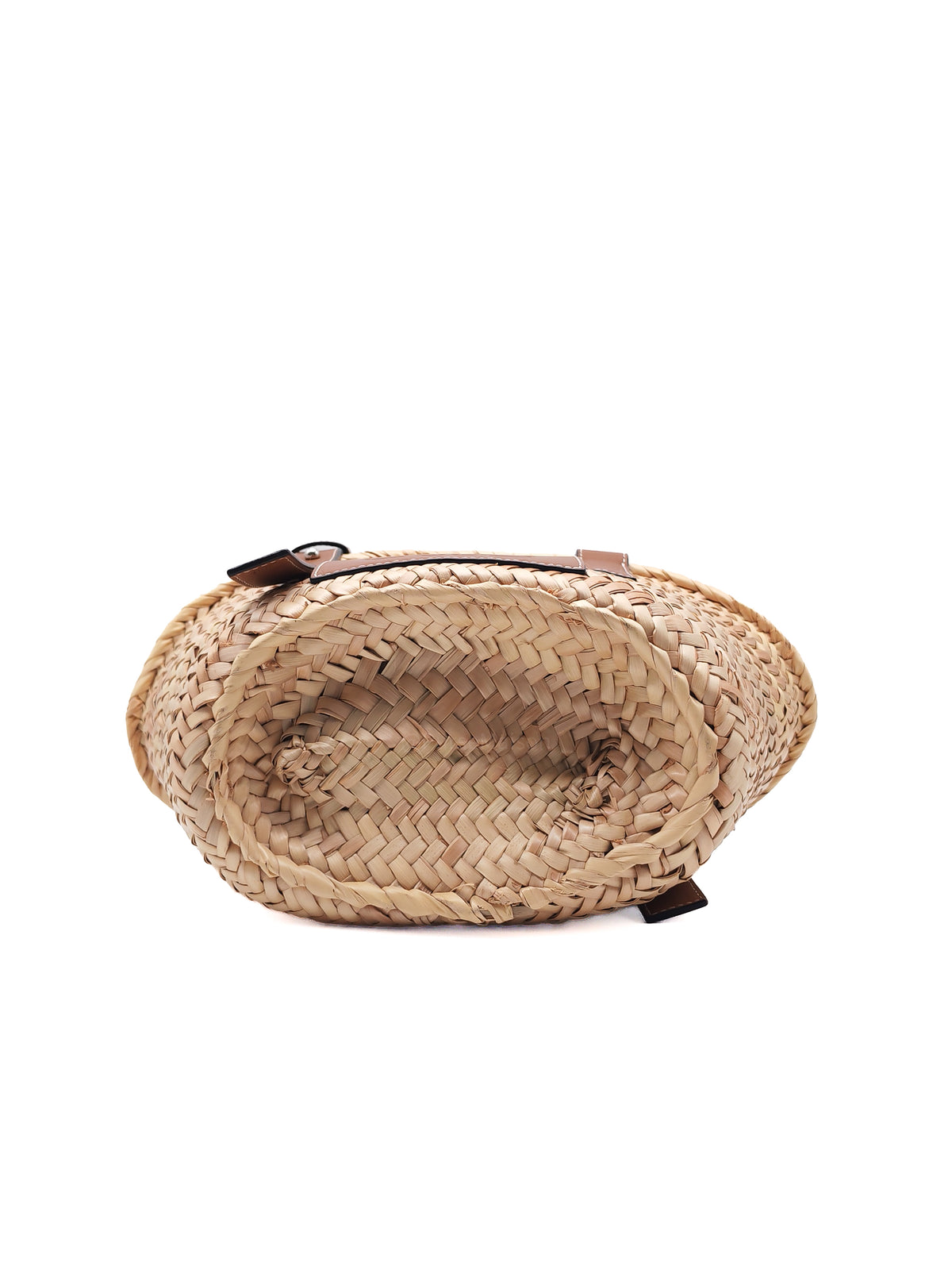 Loewe Palm Leaf & Brown Leather Small Basket Bag