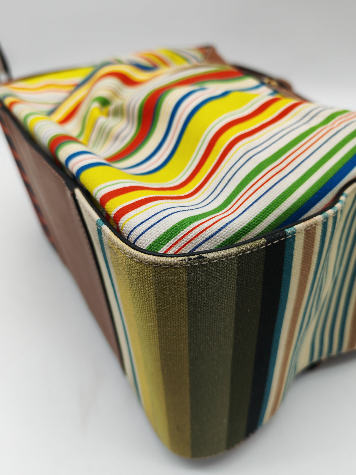 Loewe Hammock Bag Small in Striped Canvas Calfskin Leather and Gold Hardware