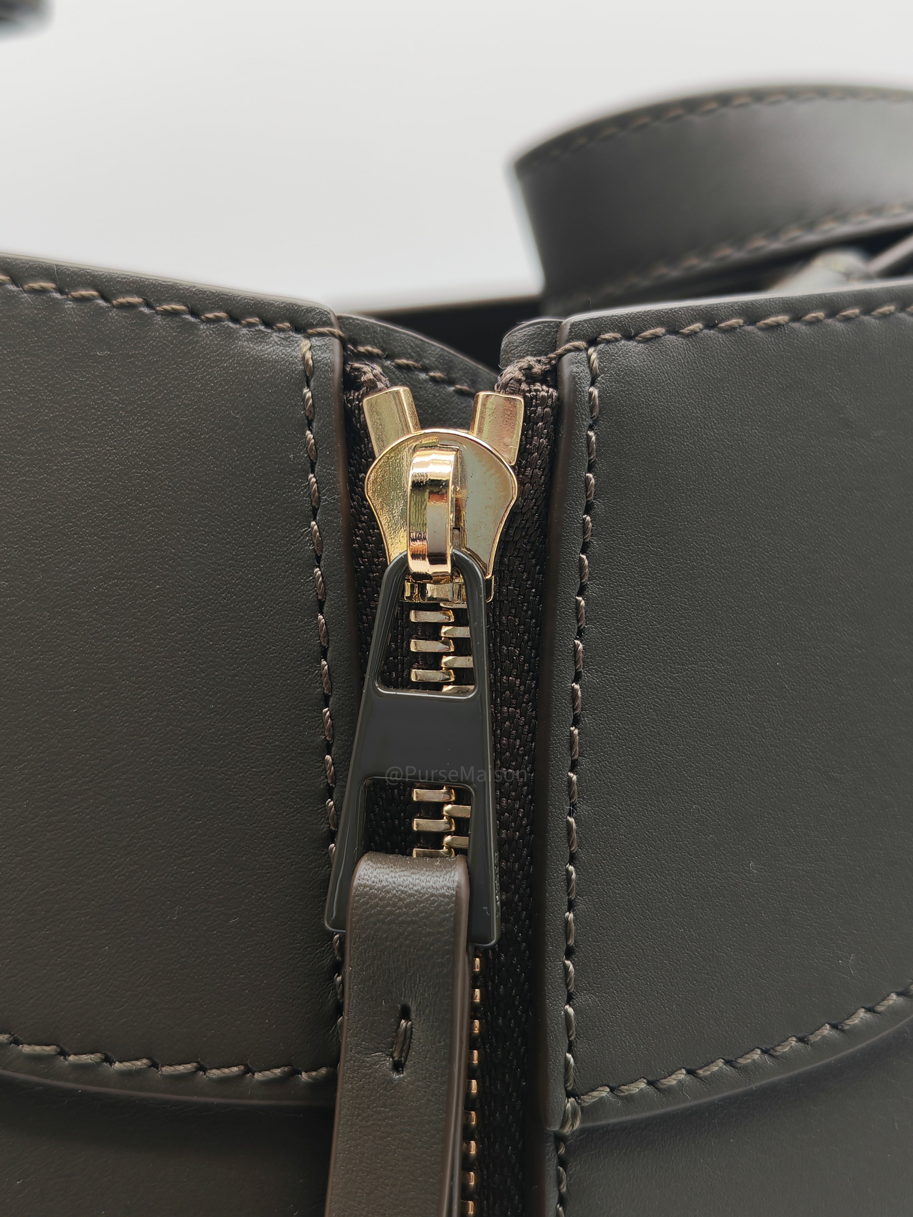 Loewe Hammock Compact Bag Small in Dark Oliver Green Calfskin Leather and Gold Hardware