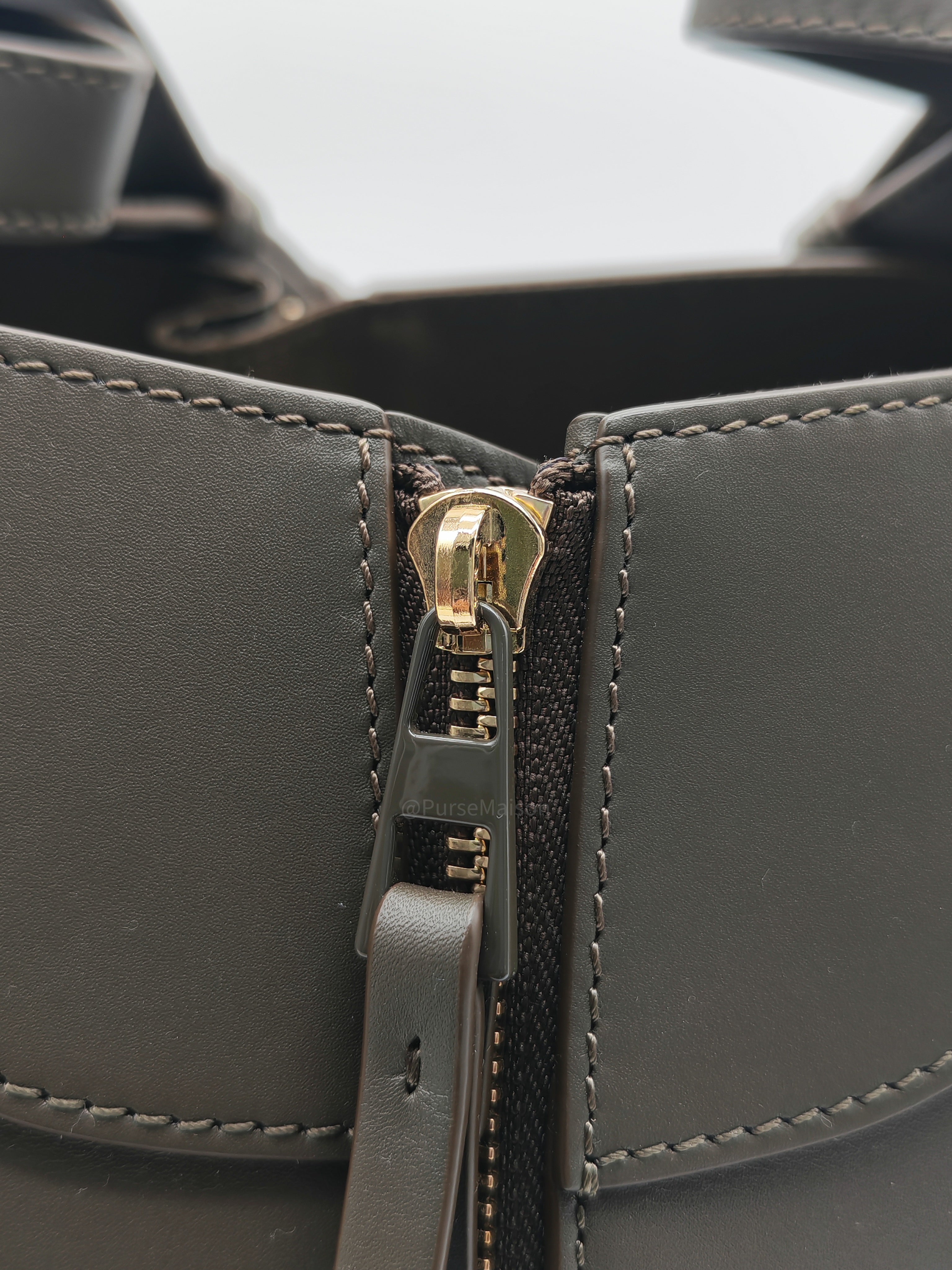 Loewe Hammock Compact Bag Small in Dark Oliver Green Calfskin Leather and Gold Hardware