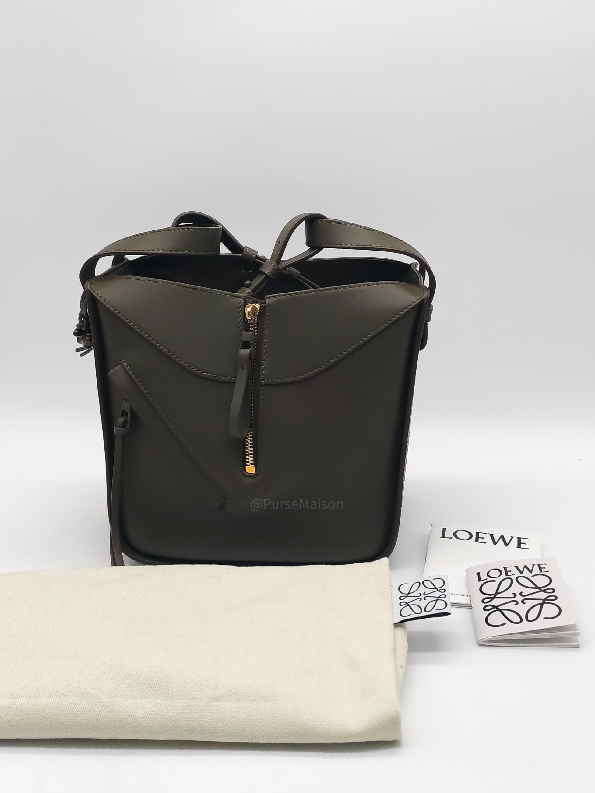 Loewe Hammock Compact Bag Small in Dark Oliver Green Calfskin Leather and Gold Hardware