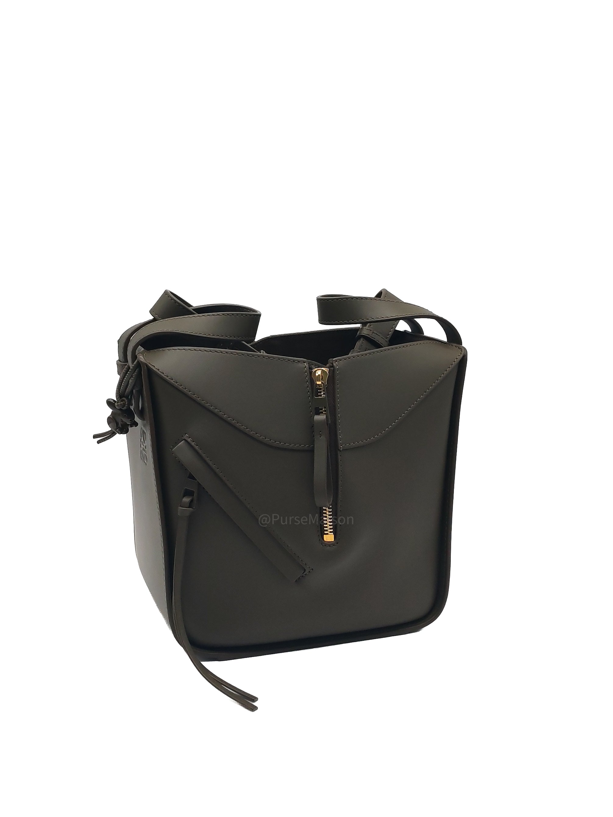 Loewe Hammock Compact Bag Small in Dark Oliver Green Calfskin Leather and Gold Hardware
