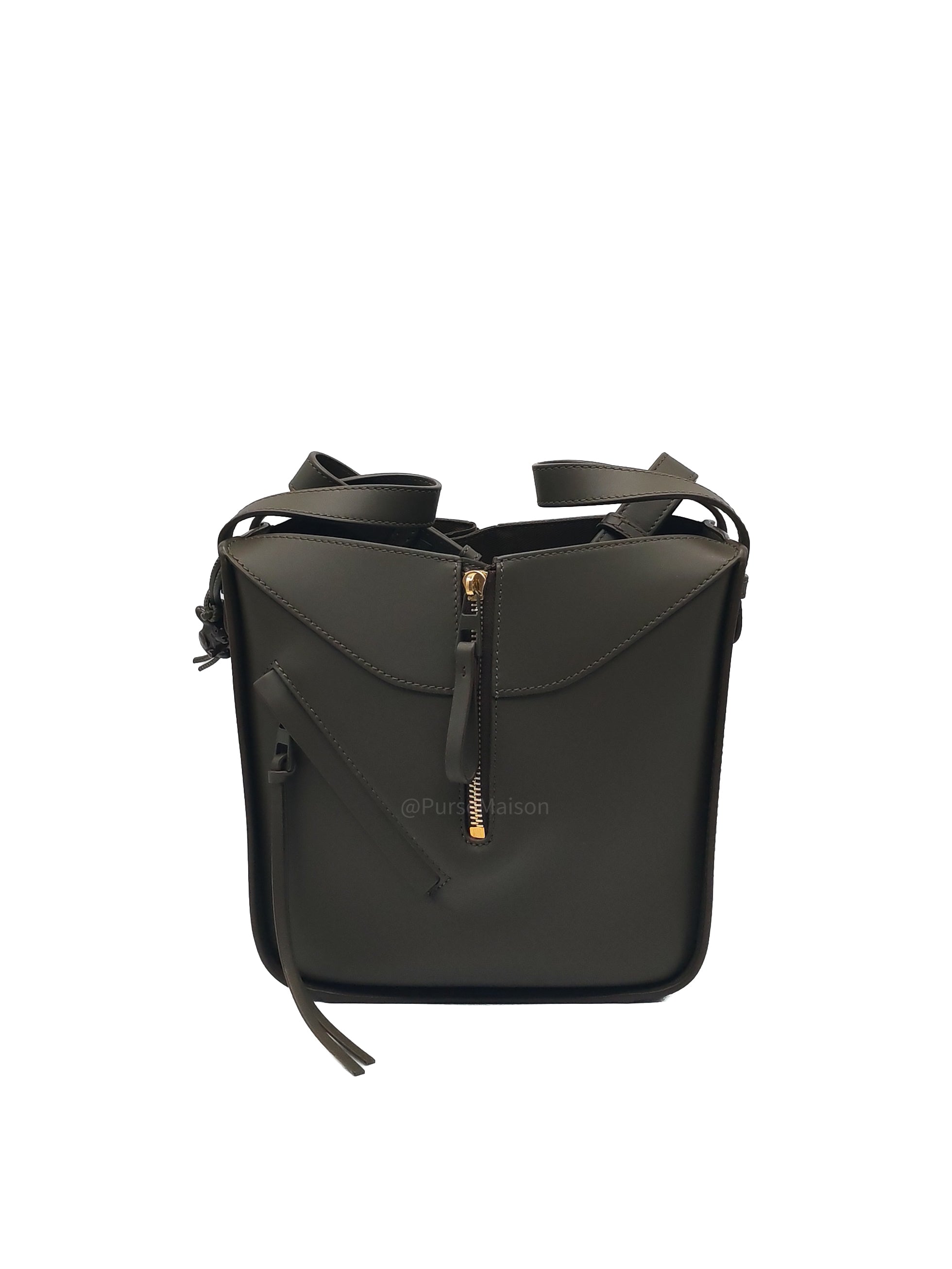 Loewe Hammock Compact Bag Small in Dark Oliver Green Calfskin Leather and Gold Hardware