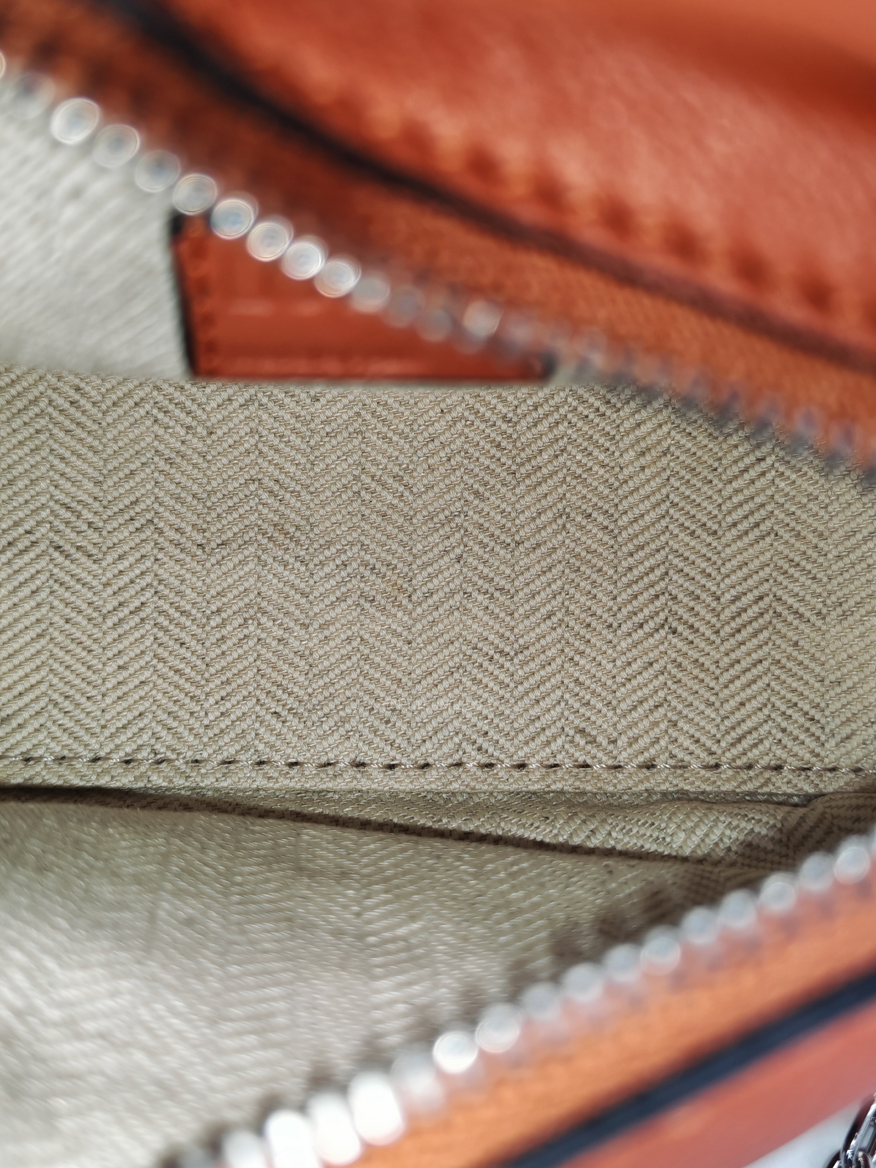 Loewe Puzzle Nano Bag in Red Orange Calfskin Leather Silver Hardware