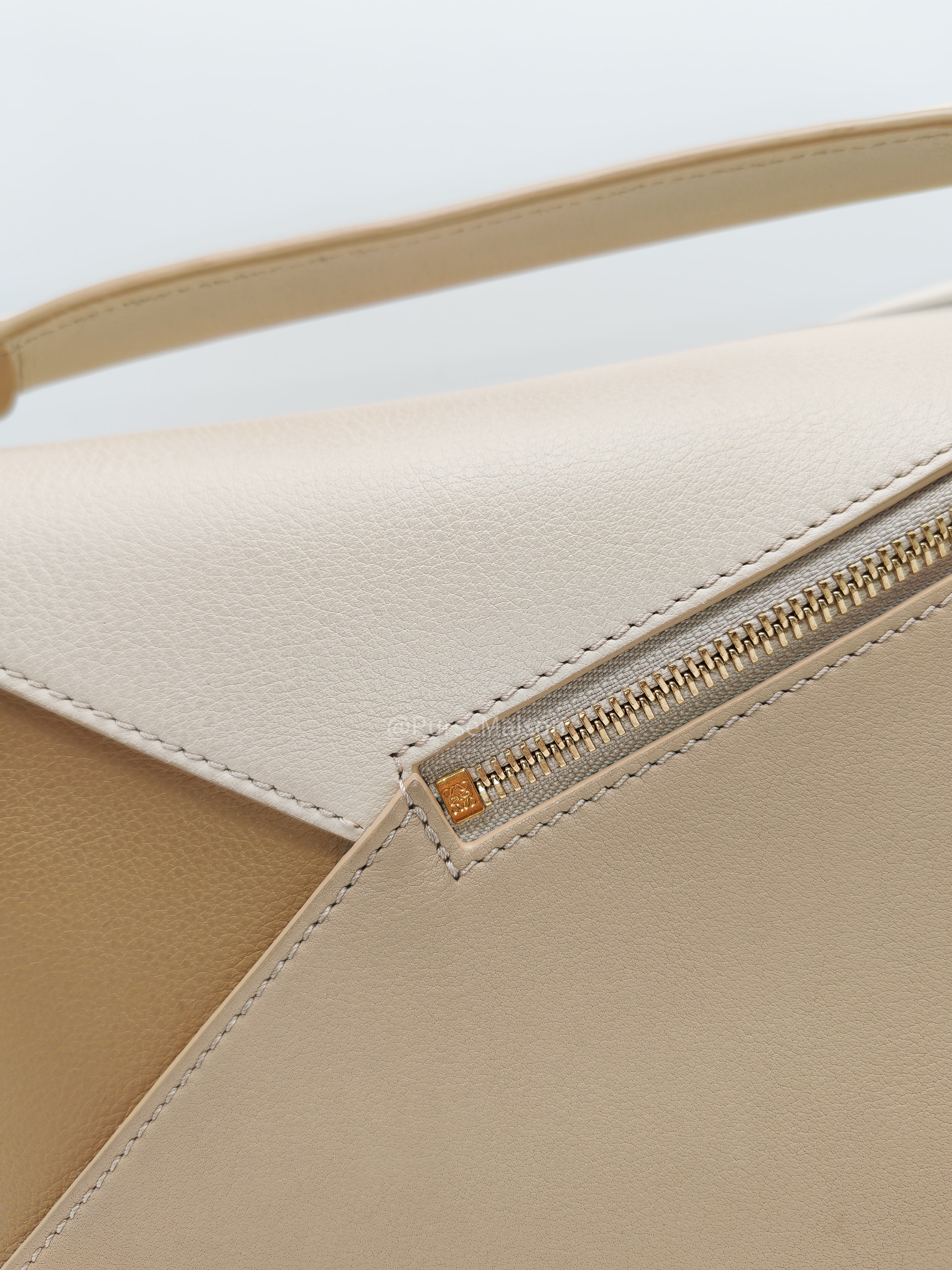Loewe Puzzle Edge Bag Small in Angora Multi Tone Beige Calfskin Leather and Gold Hardware