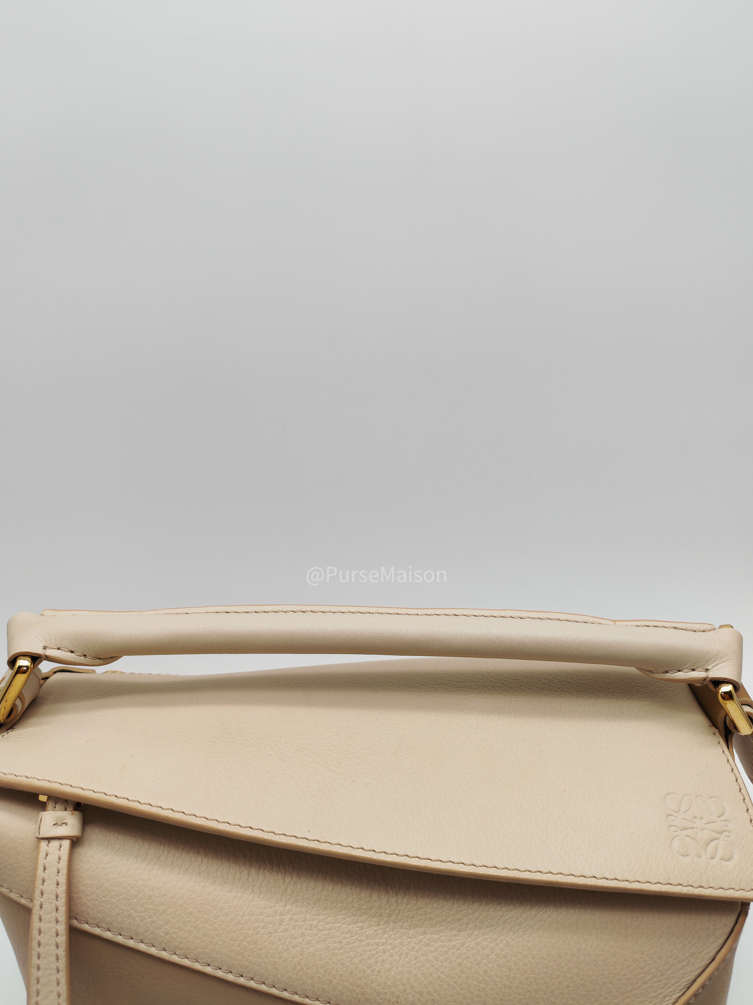 Loewe Puzzle Edge Bag Small in Angora Multi Tone Beige Calfskin Leather and Gold Hardware