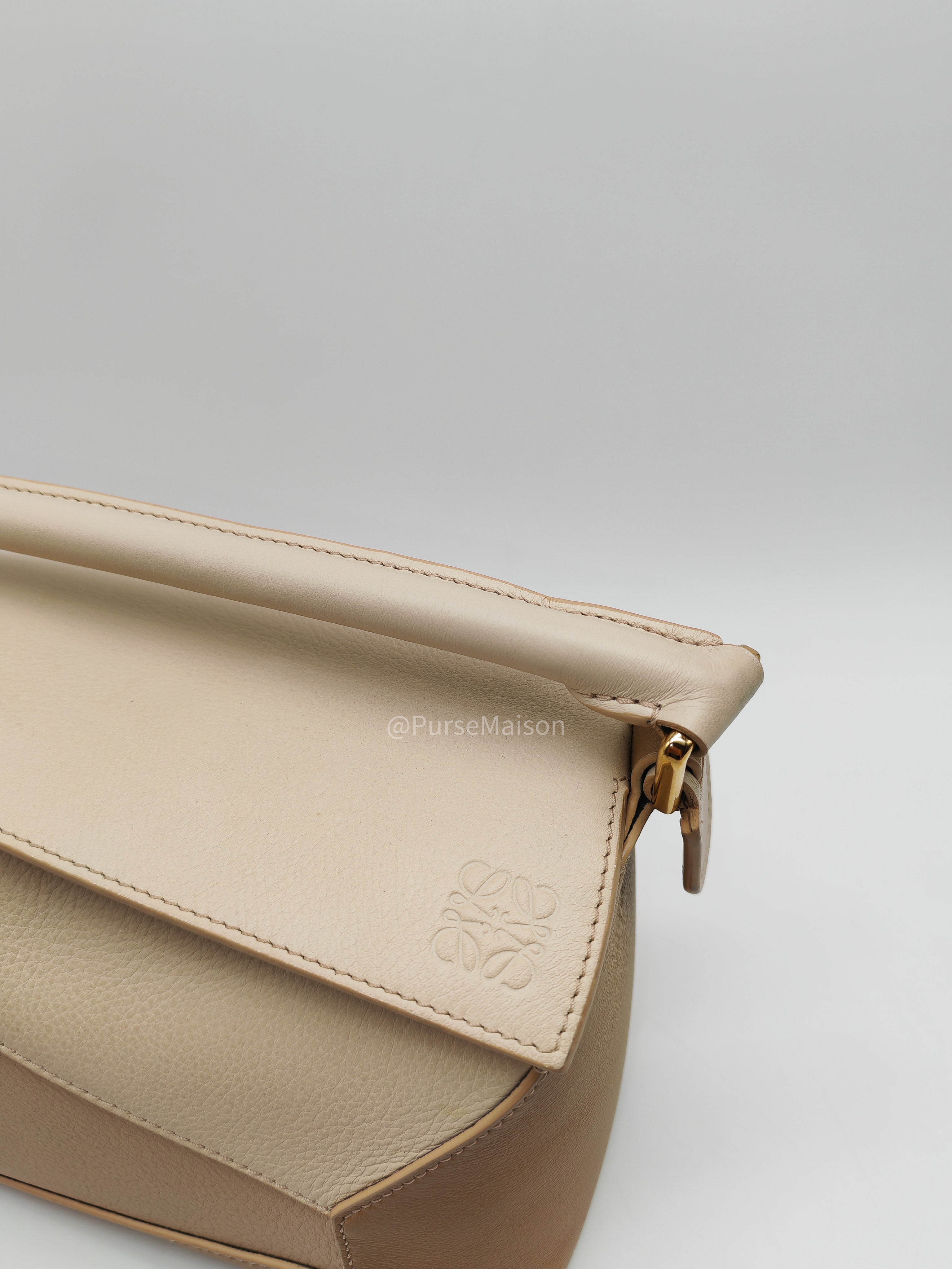 Loewe Puzzle Edge Bag Small in Angora Multi Tone Beige Calfskin Leather and Gold Hardware