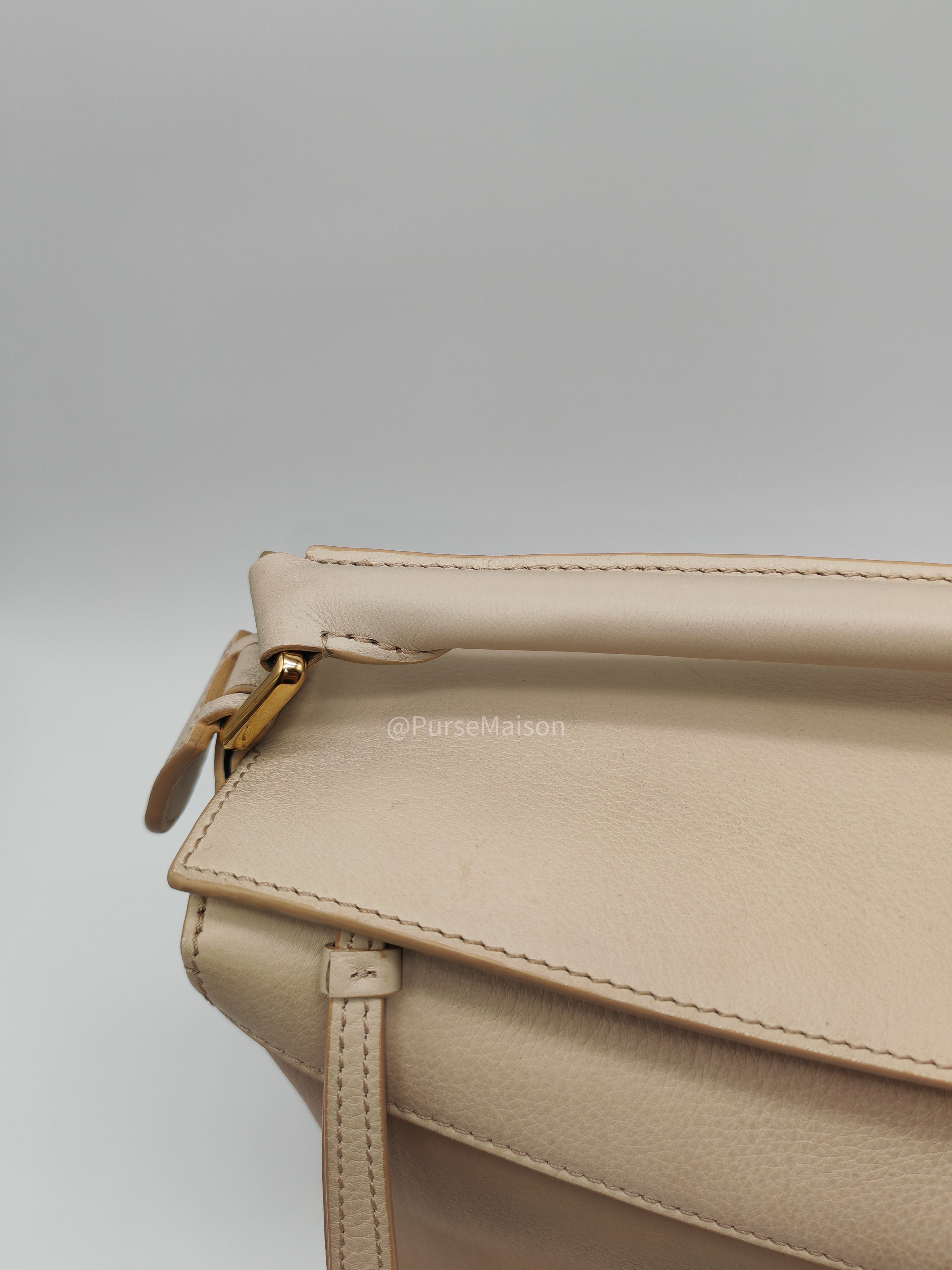 Loewe Puzzle Edge Bag Small in Angora Multi Tone Beige Calfskin Leather and Gold Hardware