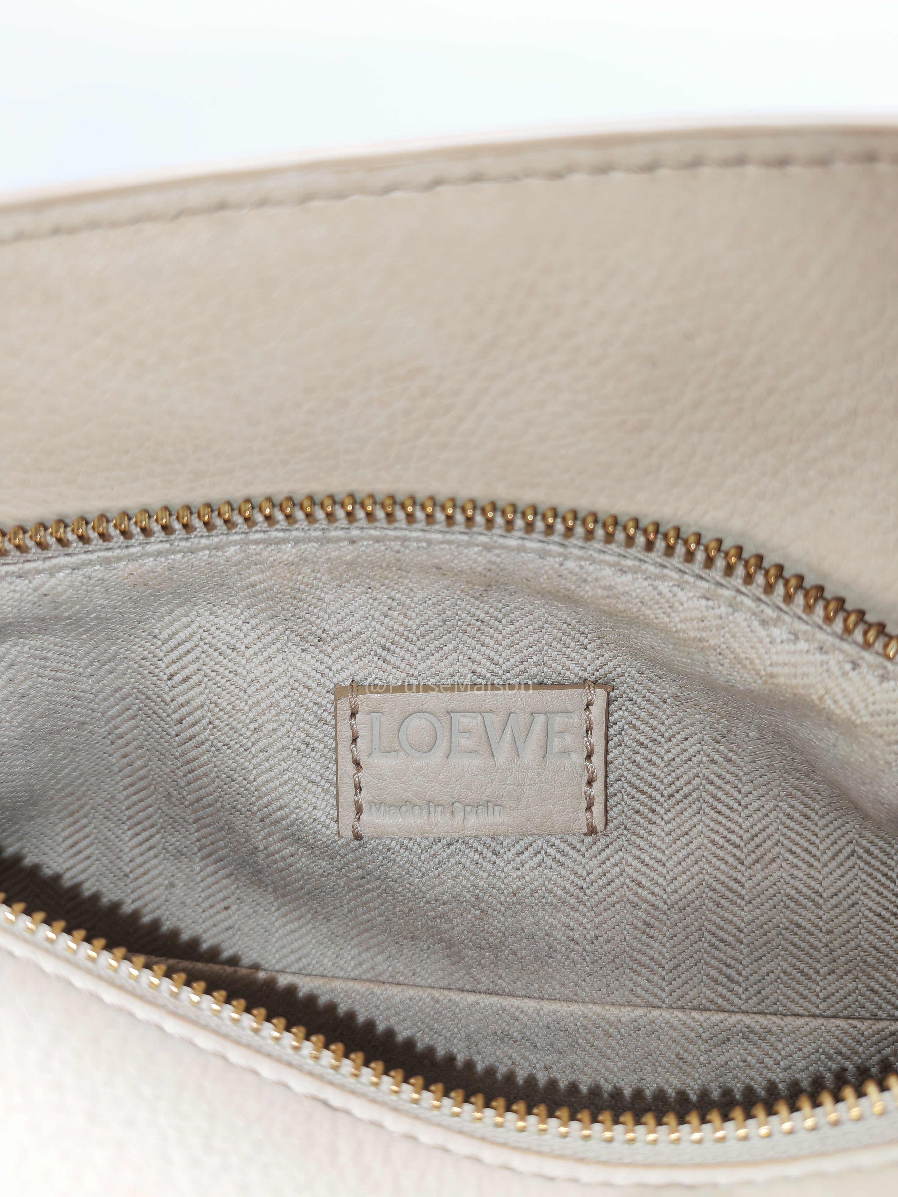Loewe Puzzle Edge Bag Small in Angora Multi Tone Beige Calfskin Leather and Gold Hardware