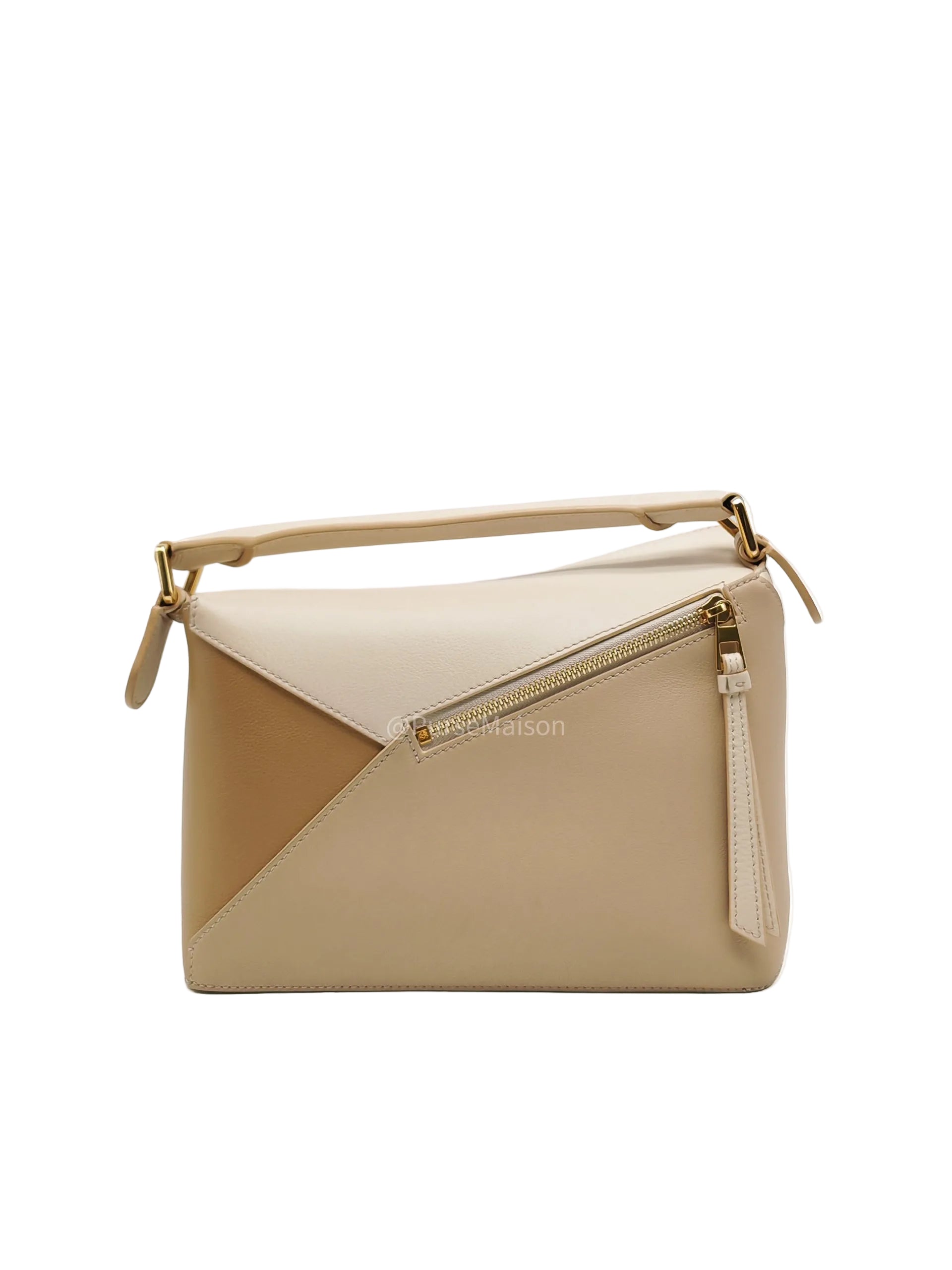Loewe Puzzle Edge Bag Small in Angora Multi Tone Beige Calfskin Leather and Gold Hardware