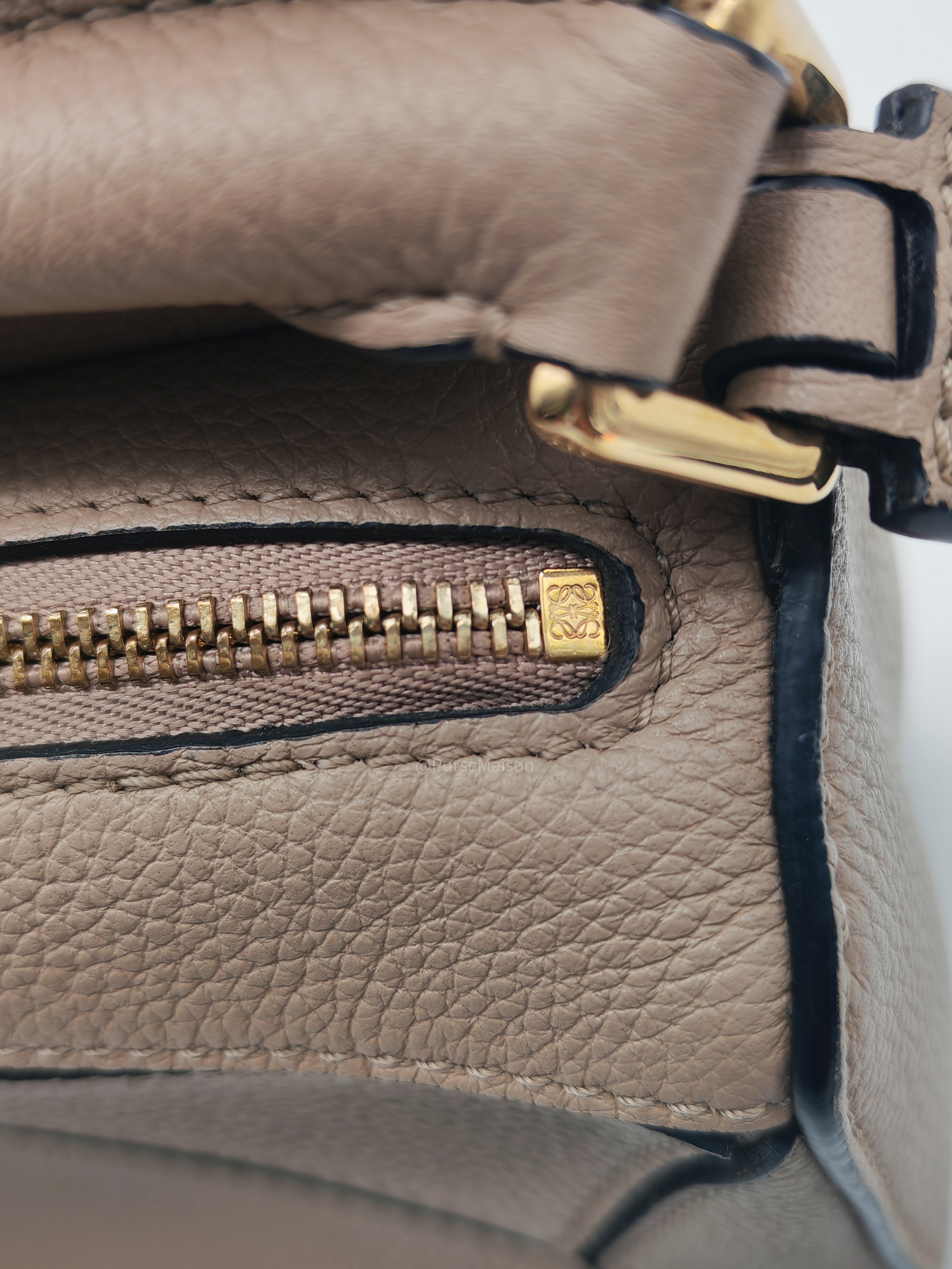 Loewe Puzzle Bag Mini in Taupe Calfskin Leather and Gold Hardware