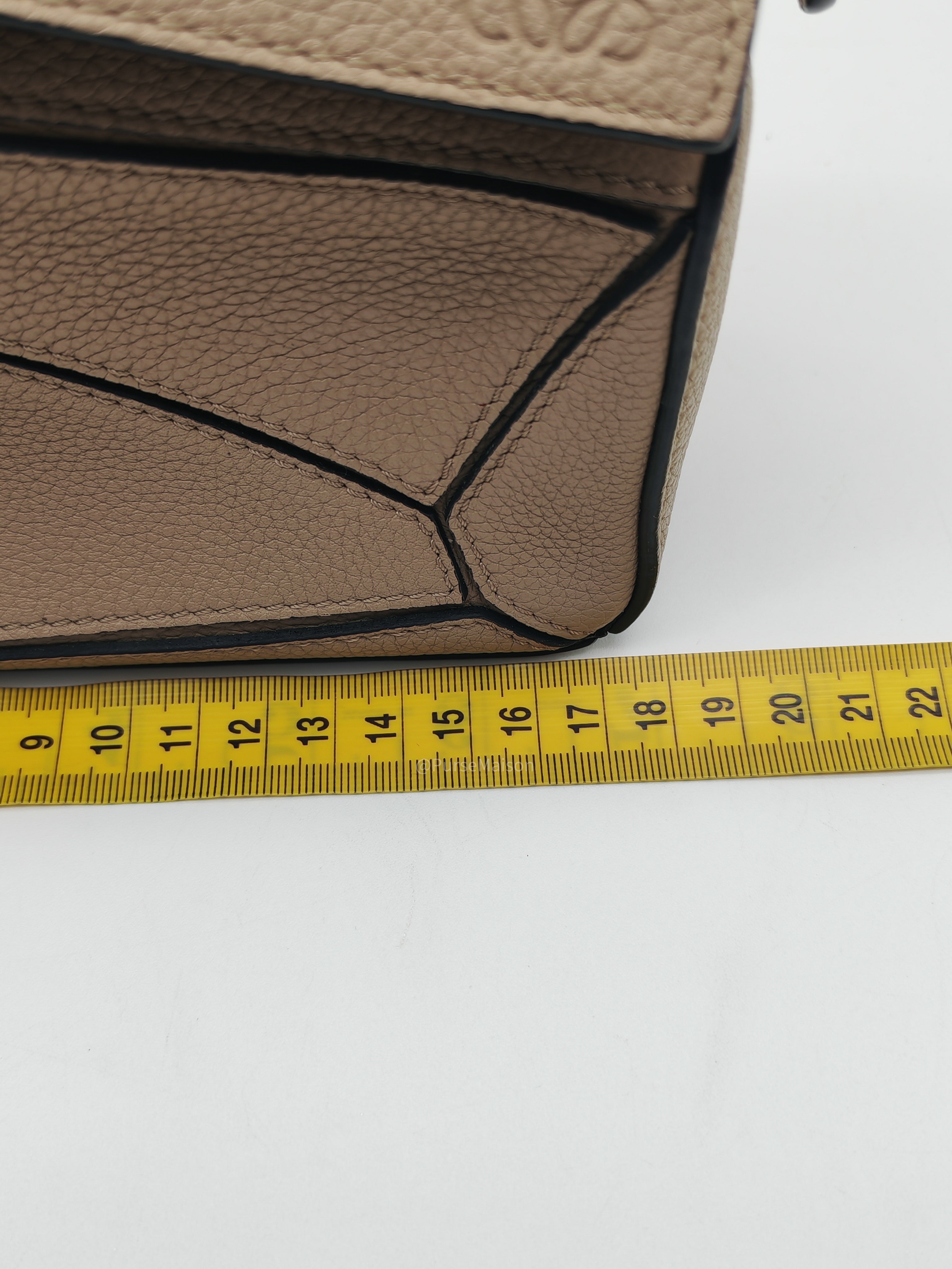 Loewe Puzzle Bag Mini in Taupe Calfskin Leather and Gold Hardware