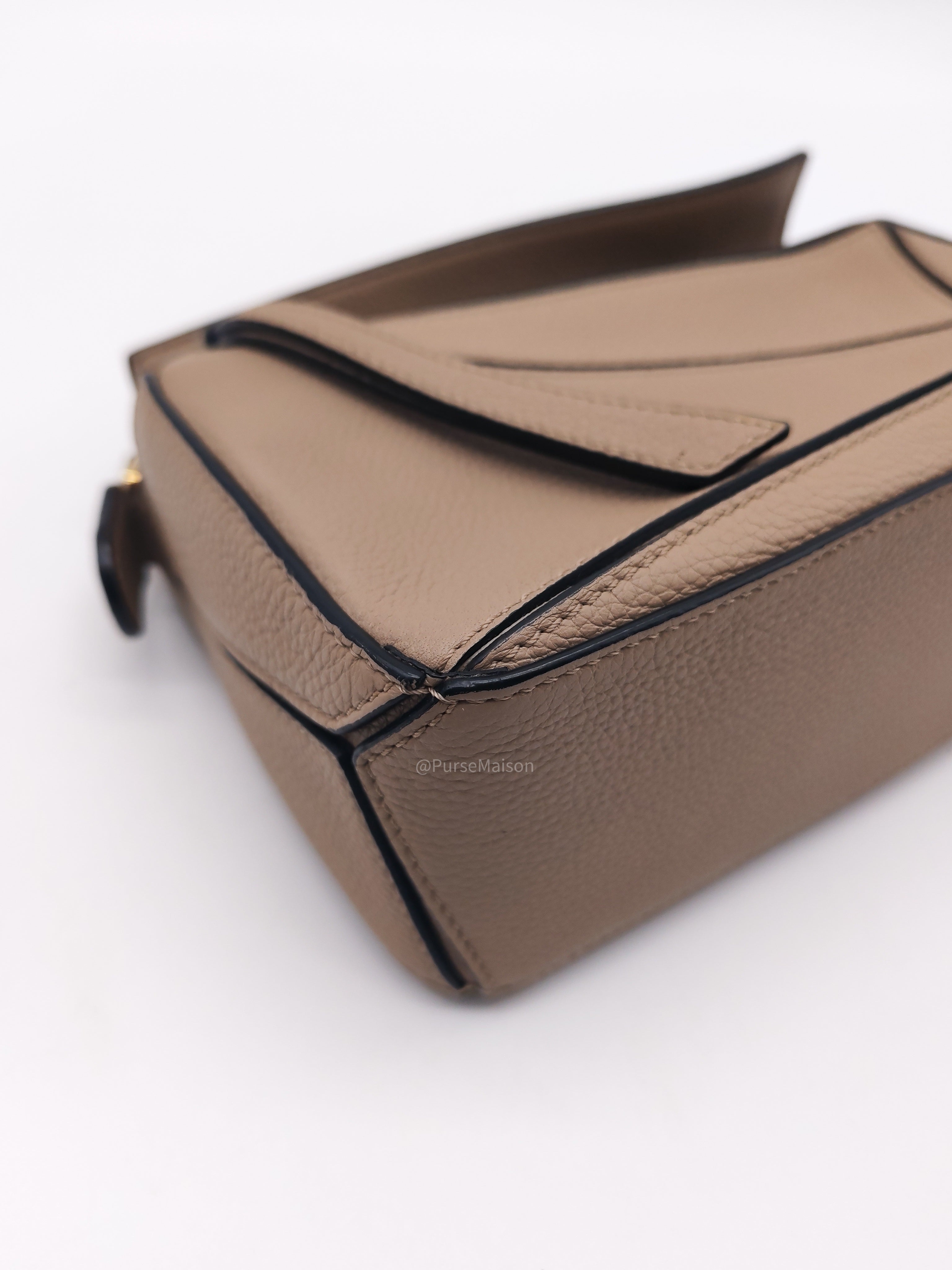 Loewe Puzzle Bag Mini in Taupe Calfskin Leather and Gold Hardware