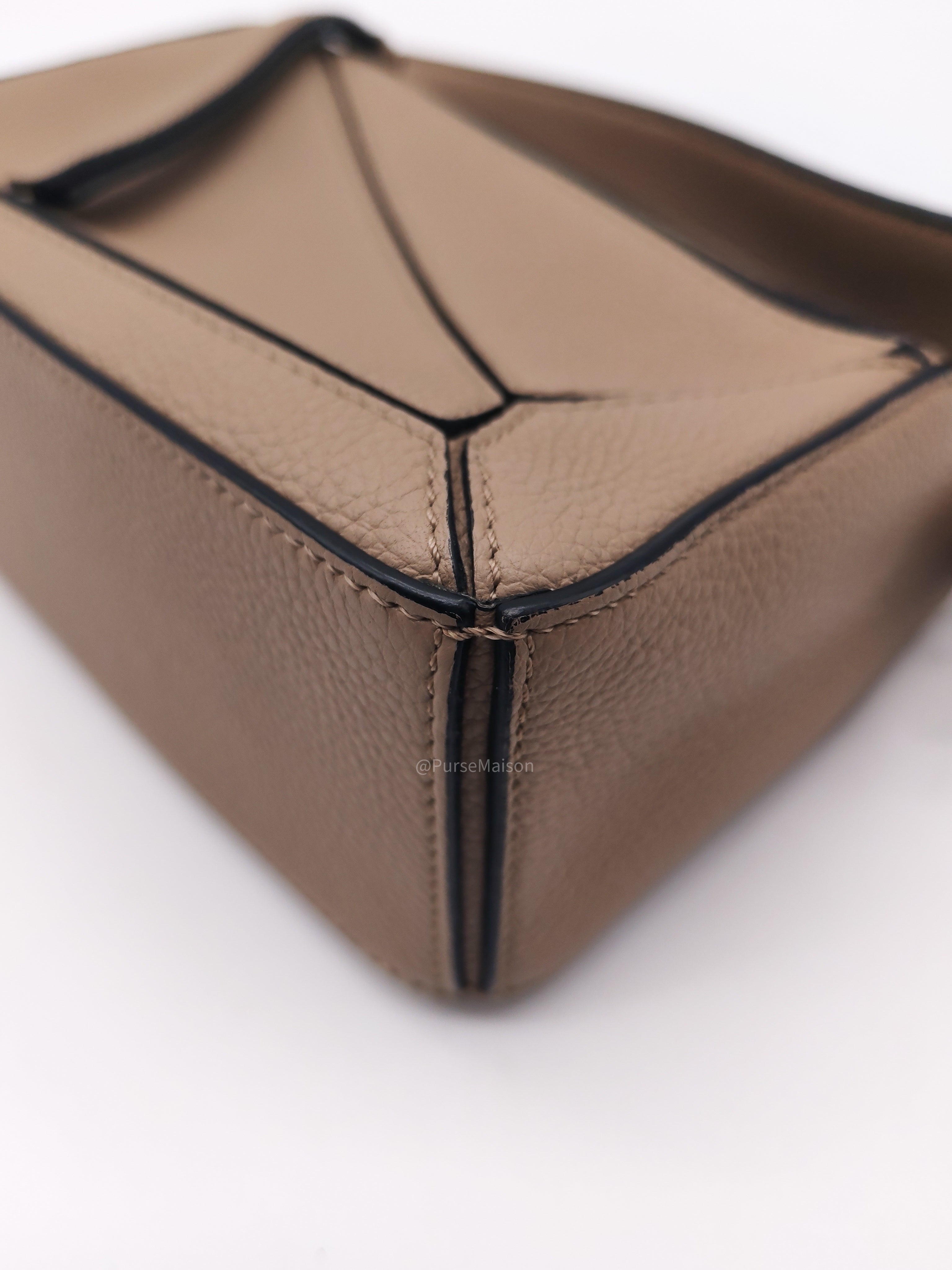 Loewe Puzzle Bag Mini in Taupe Calfskin Leather and Gold Hardware