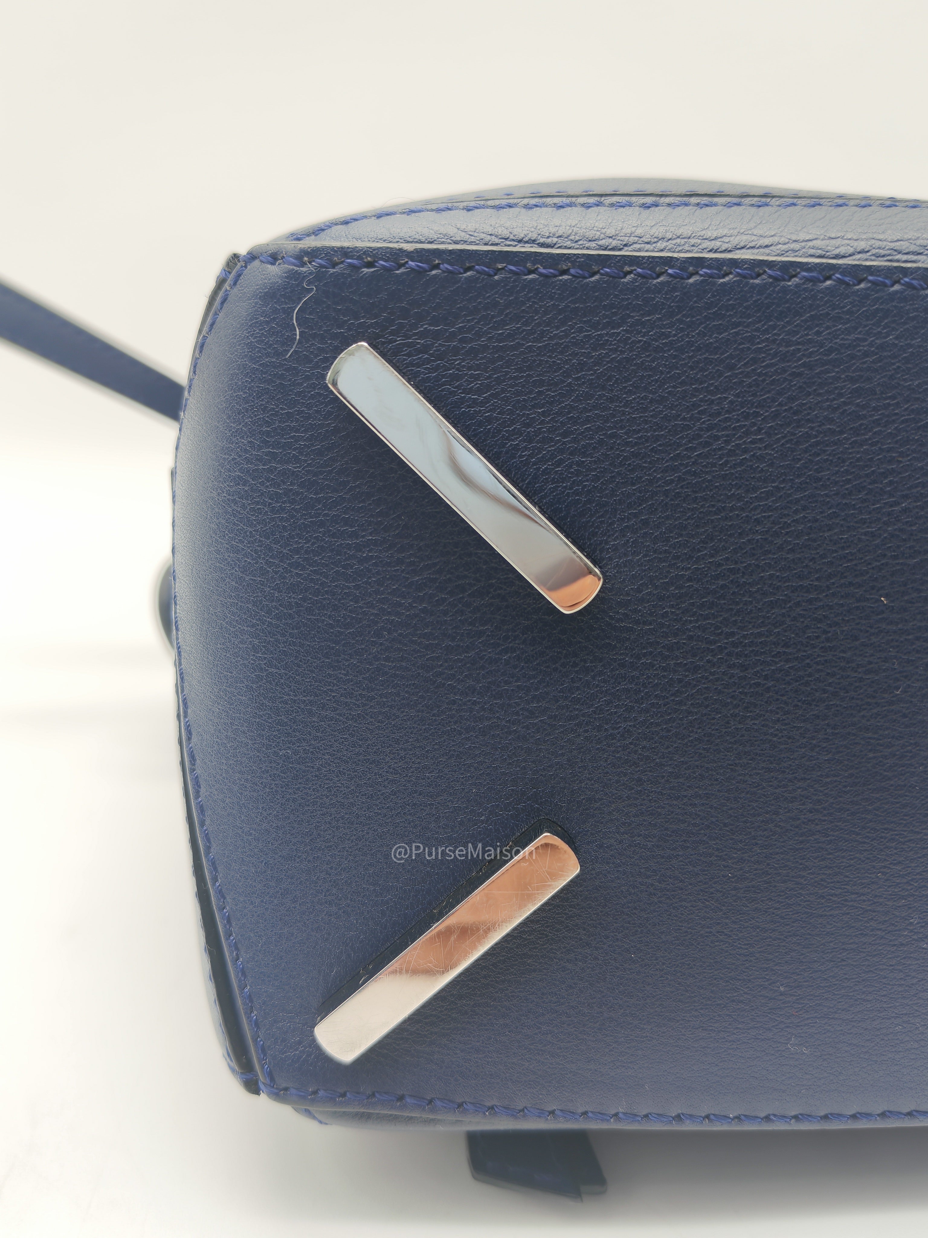 Loewe Puzzle Bag Small in Dark Blue Calfskin Leather and Silver Hardware