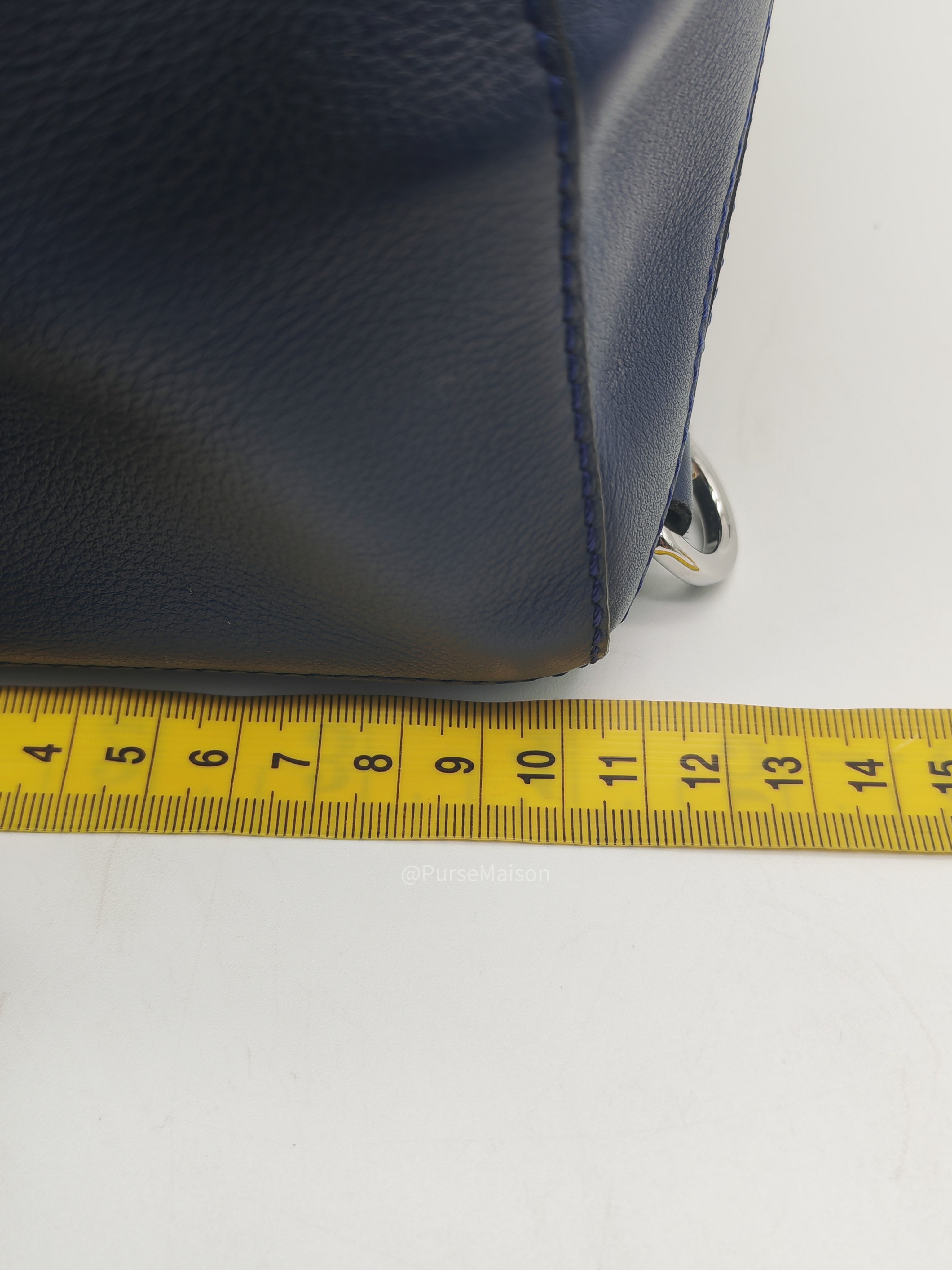 Loewe Puzzle Bag Small in Dark Blue Calfskin Leather and Silver Hardware