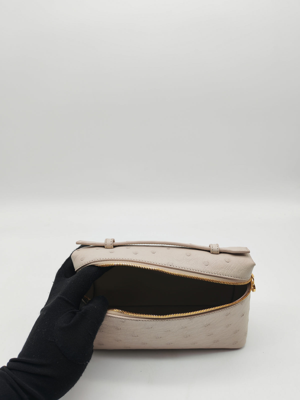 Loro Piana Extra Pocket L19 in Light Travertine/Sun Gold Ostrich Leather