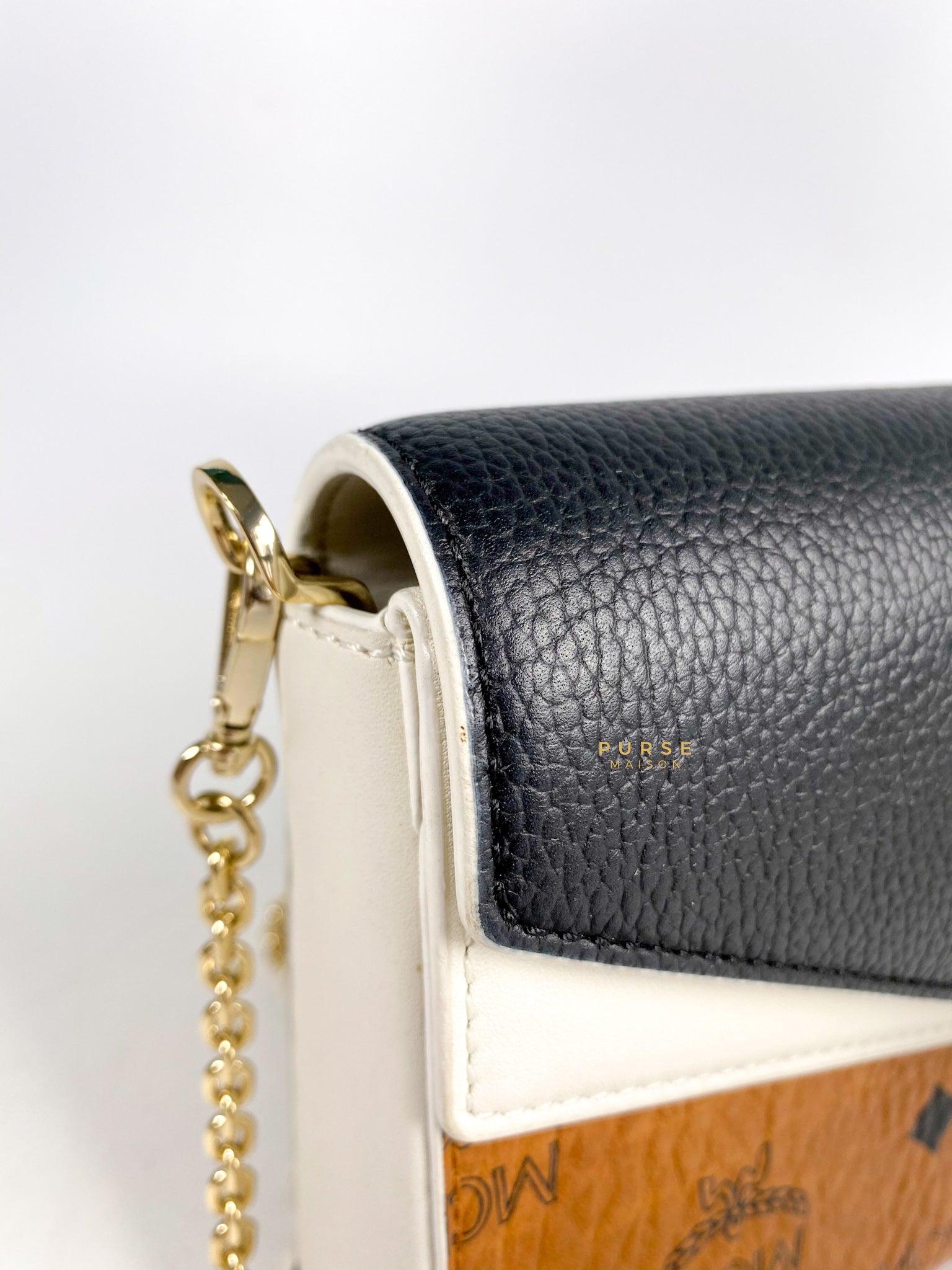 MCM Millie Wallet on Chain Medium Black and Visetos Canvas Bag