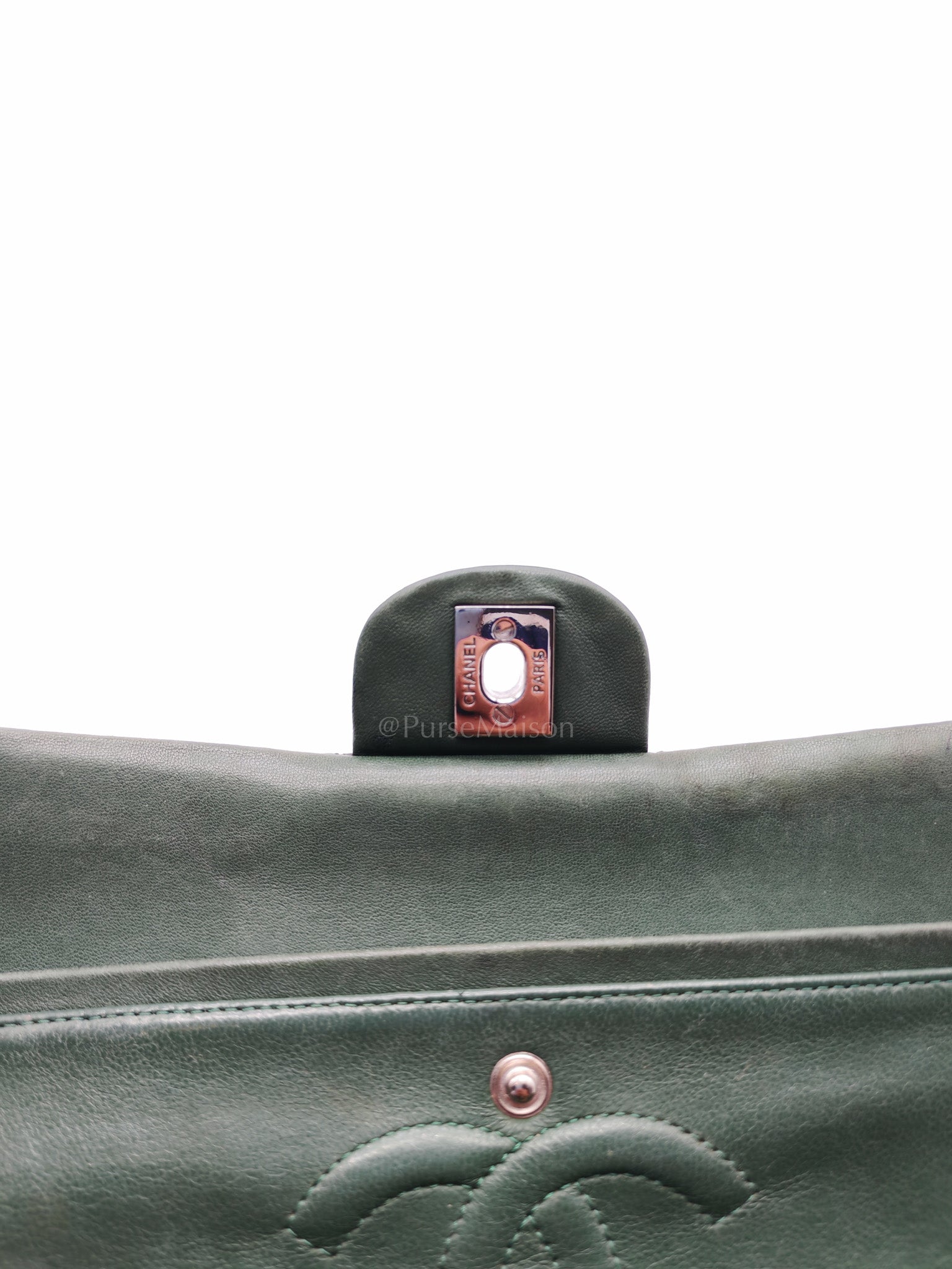 Chanel Classic Double Flap Medium in Green Quilted Patent Leather & Silver Hardware Series 15