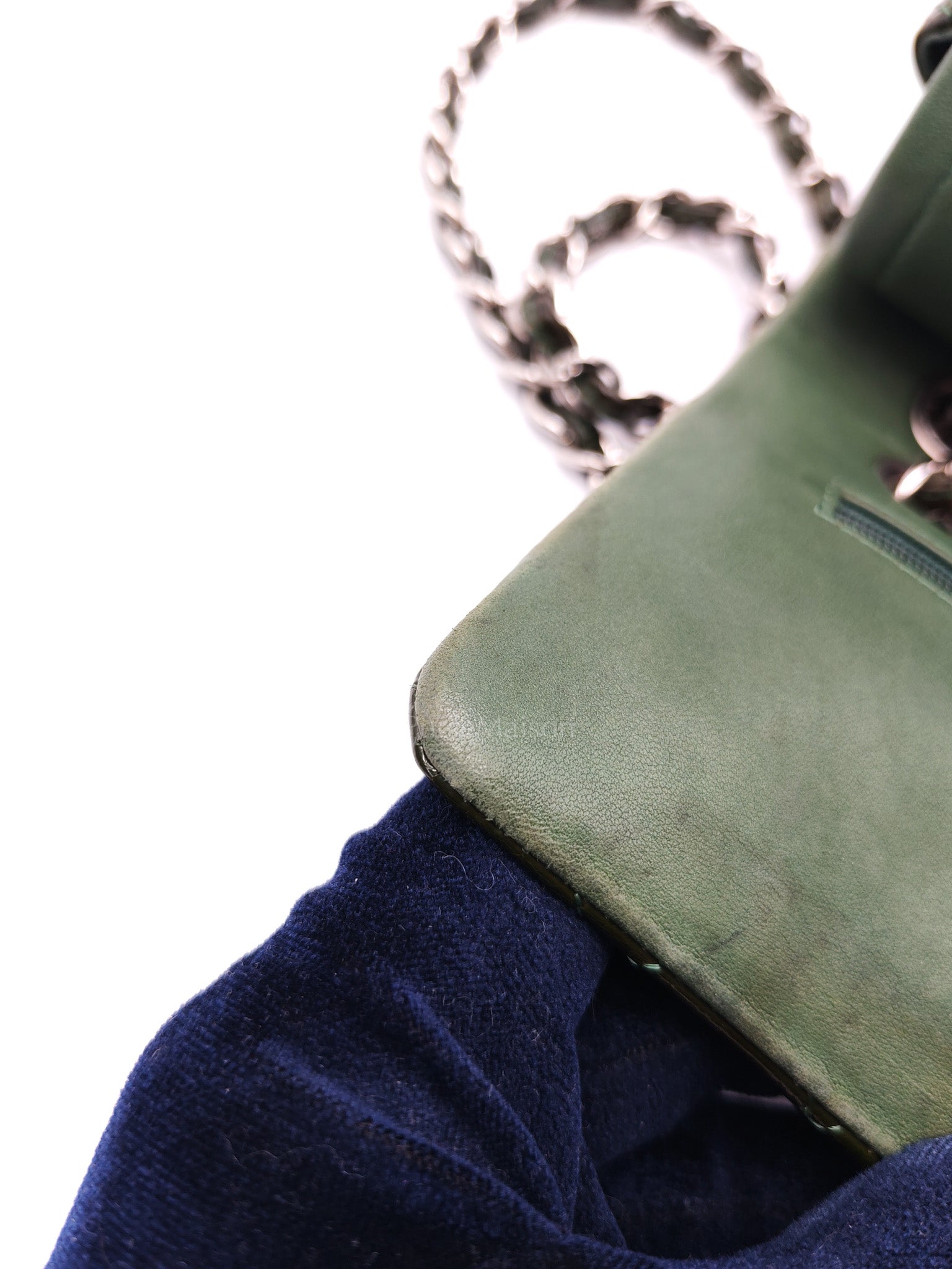 Chanel Classic Double Flap Medium in Green Quilted Patent Leather & Silver Hardware Series 15