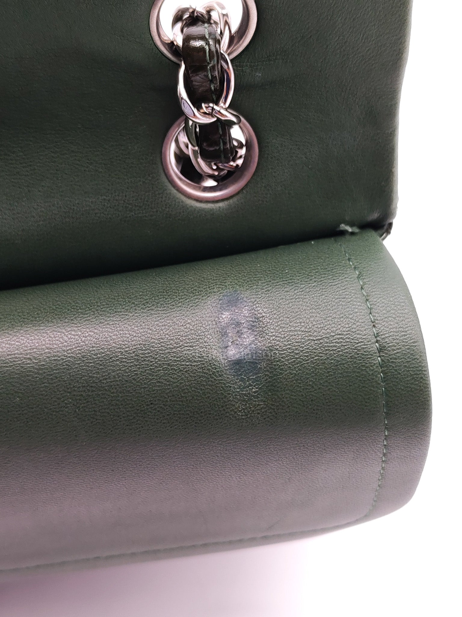 Chanel Classic Double Flap Medium in Green Quilted Patent Leather & Silver Hardware Series 15