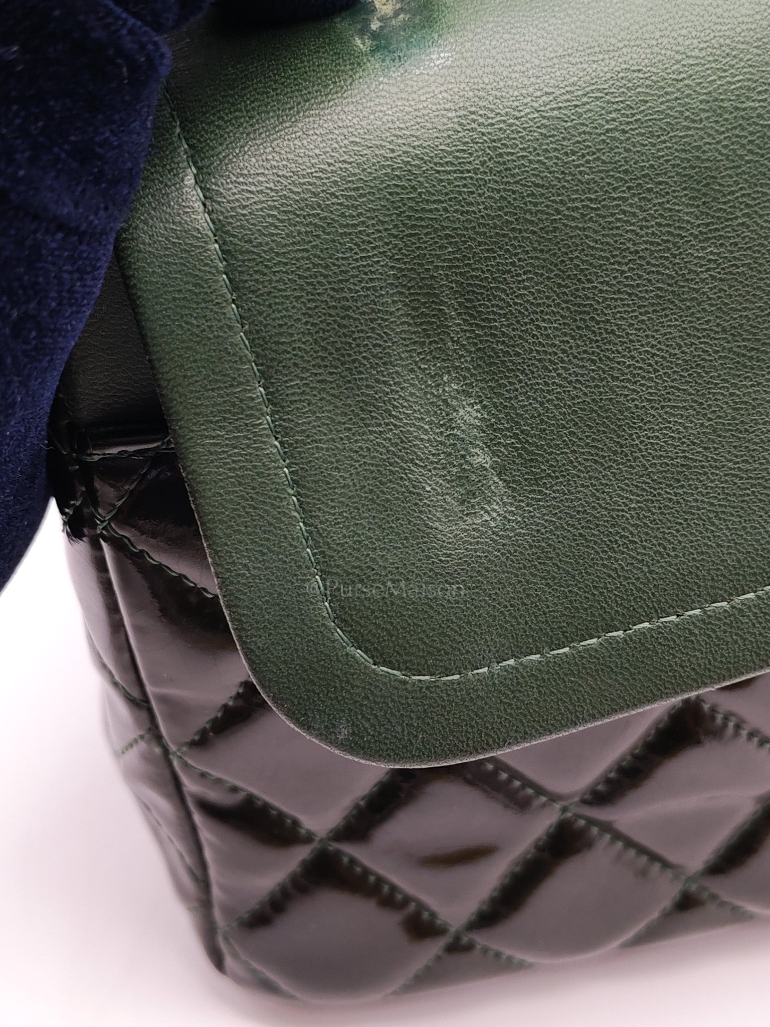 Chanel Classic Double Flap Medium in Green Quilted Patent Leather & Silver Hardware Series 15