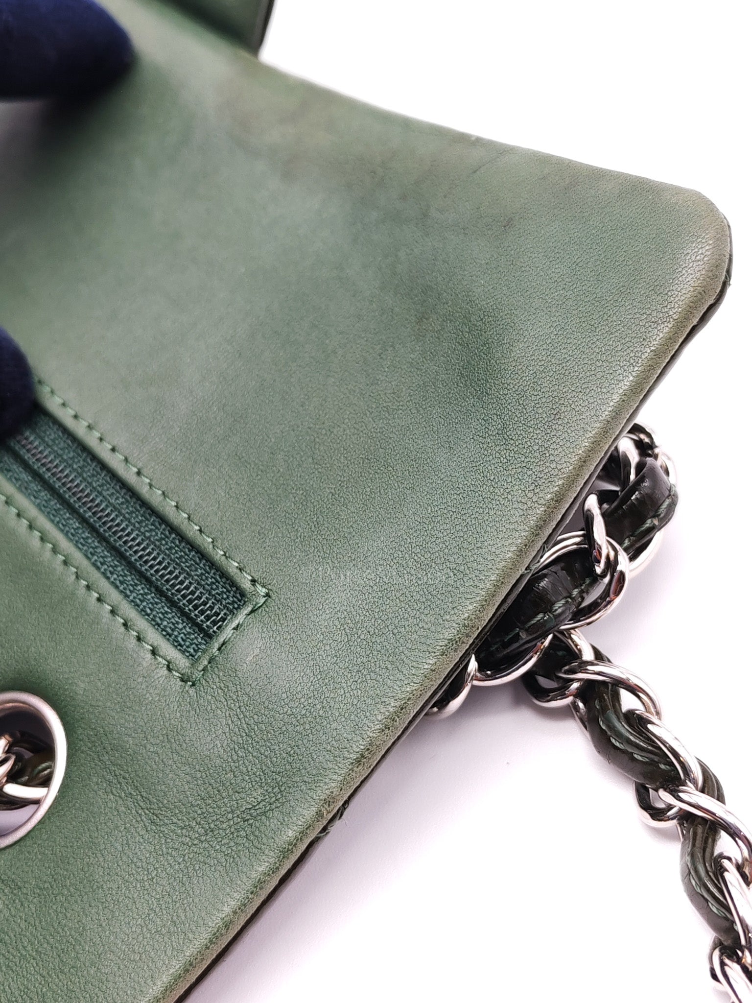 Chanel Classic Double Flap Medium in Green Quilted Patent Leather & Silver Hardware Series 15