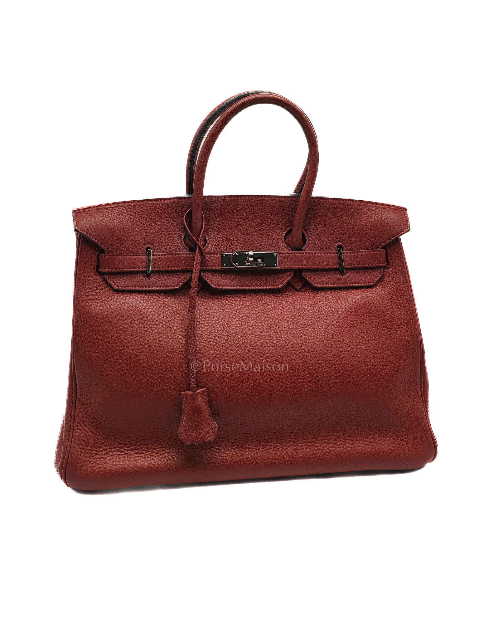 Birkin 35 in Rubis Clemence Leather Palladium Hardware Stamp Square P(2012)