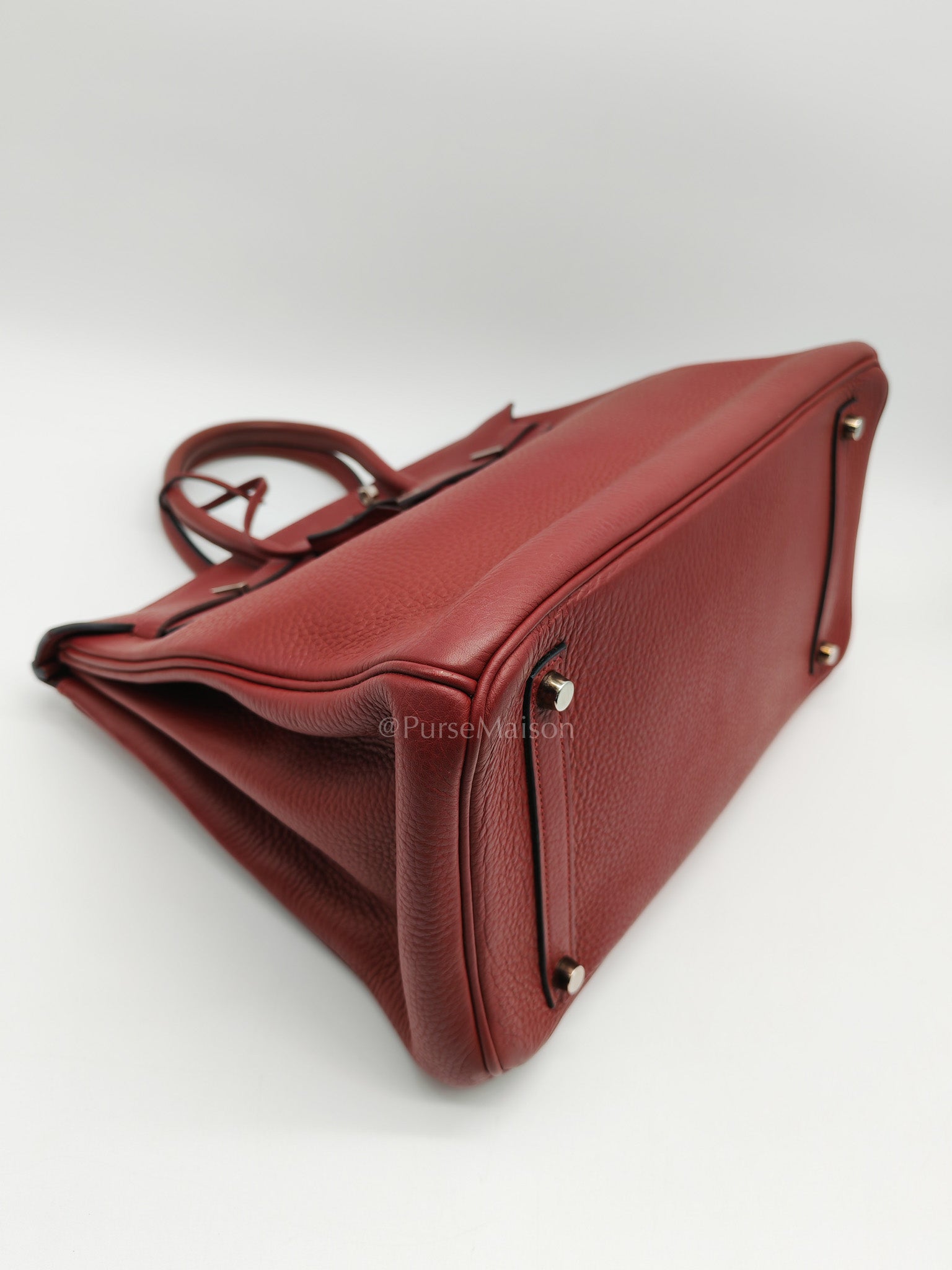 Birkin 35 in Rubis Clemence Leather Palladium Hardware Stamp Square P(2012)