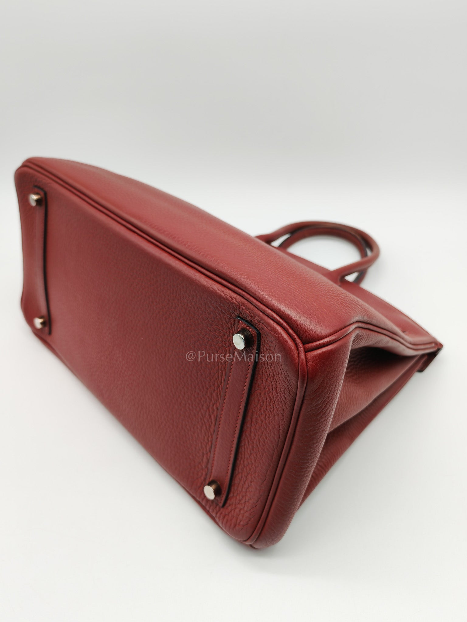 Birkin 35 in Rubis Clemence Leather Palladium Hardware Stamp Square P(2012)