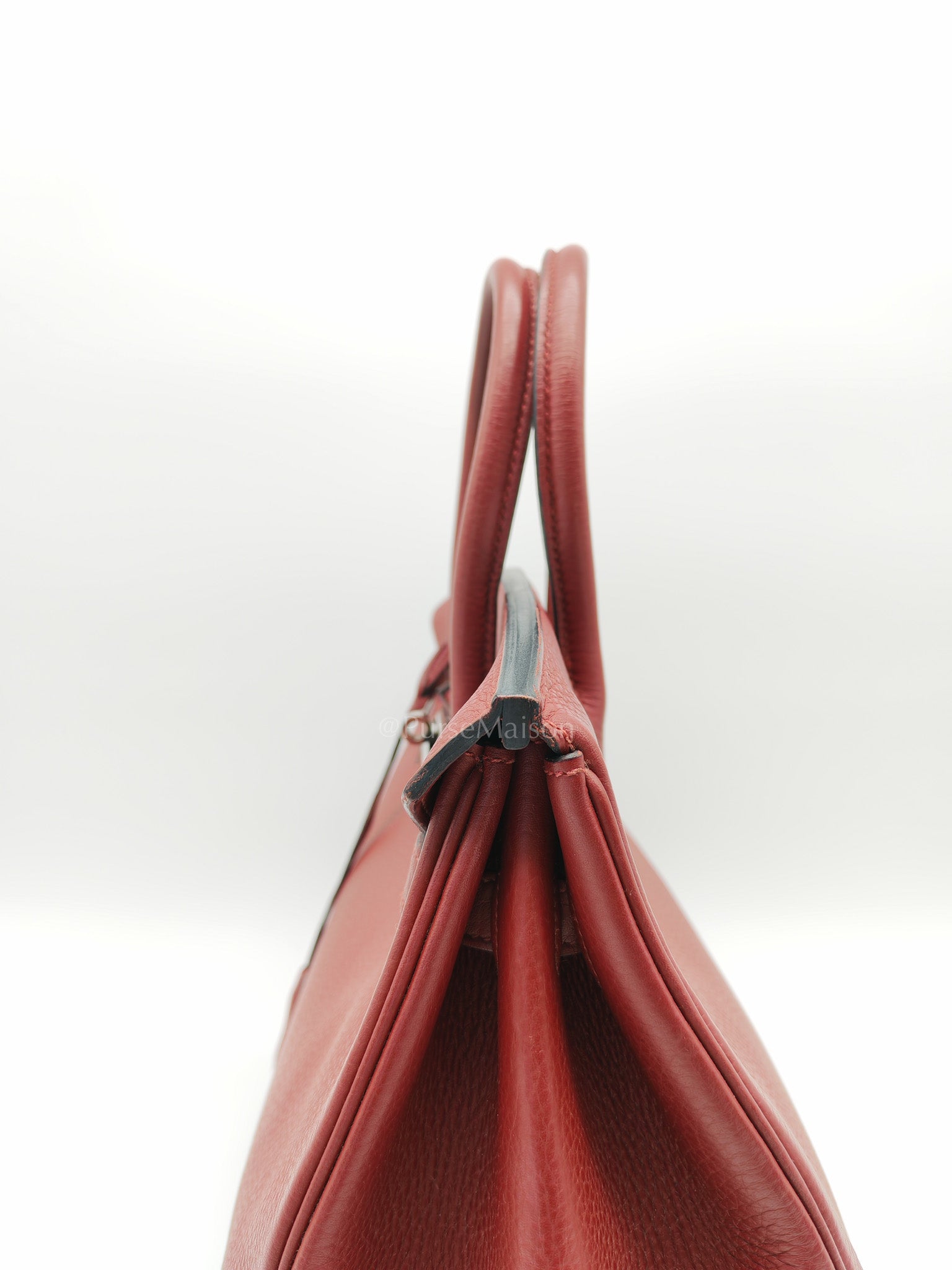 Birkin 35 in Rubis Clemence Leather Palladium Hardware Stamp Square P(2012)