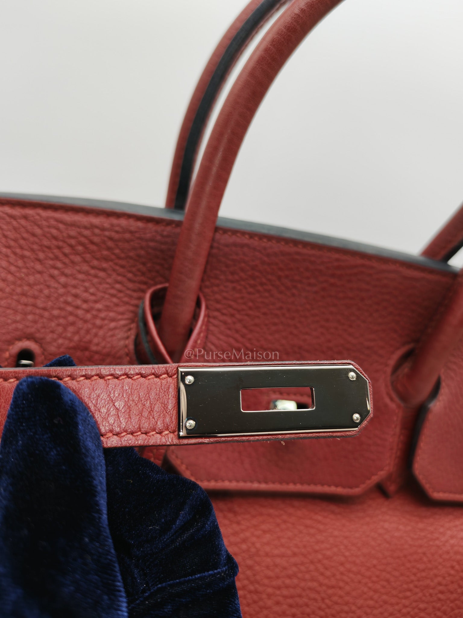 Birkin 35 in Rubis Clemence Leather Palladium Hardware Stamp Square P(2012)