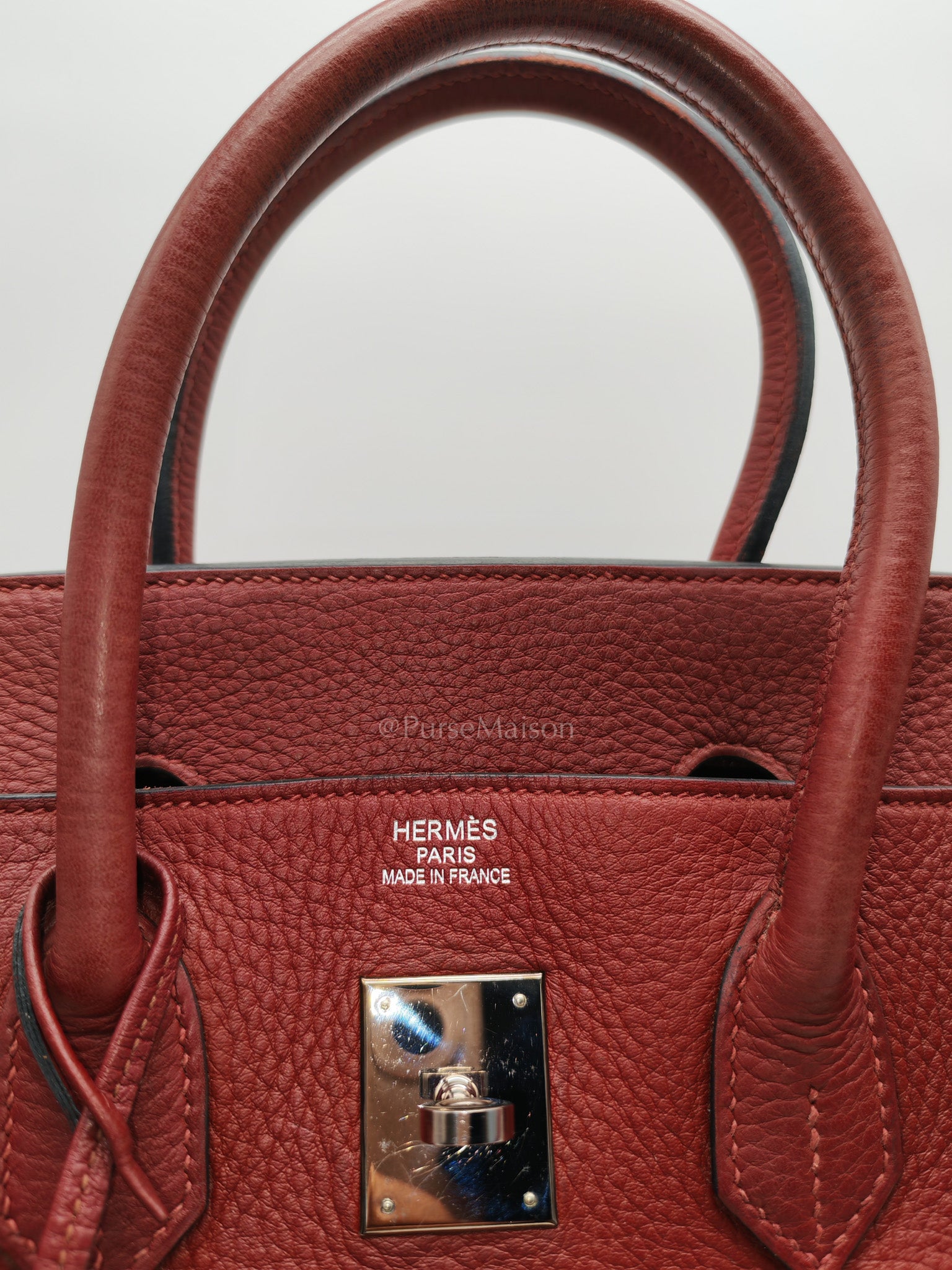 Birkin 35 in Rubis Clemence Leather Palladium Hardware Stamp Square P(2012)