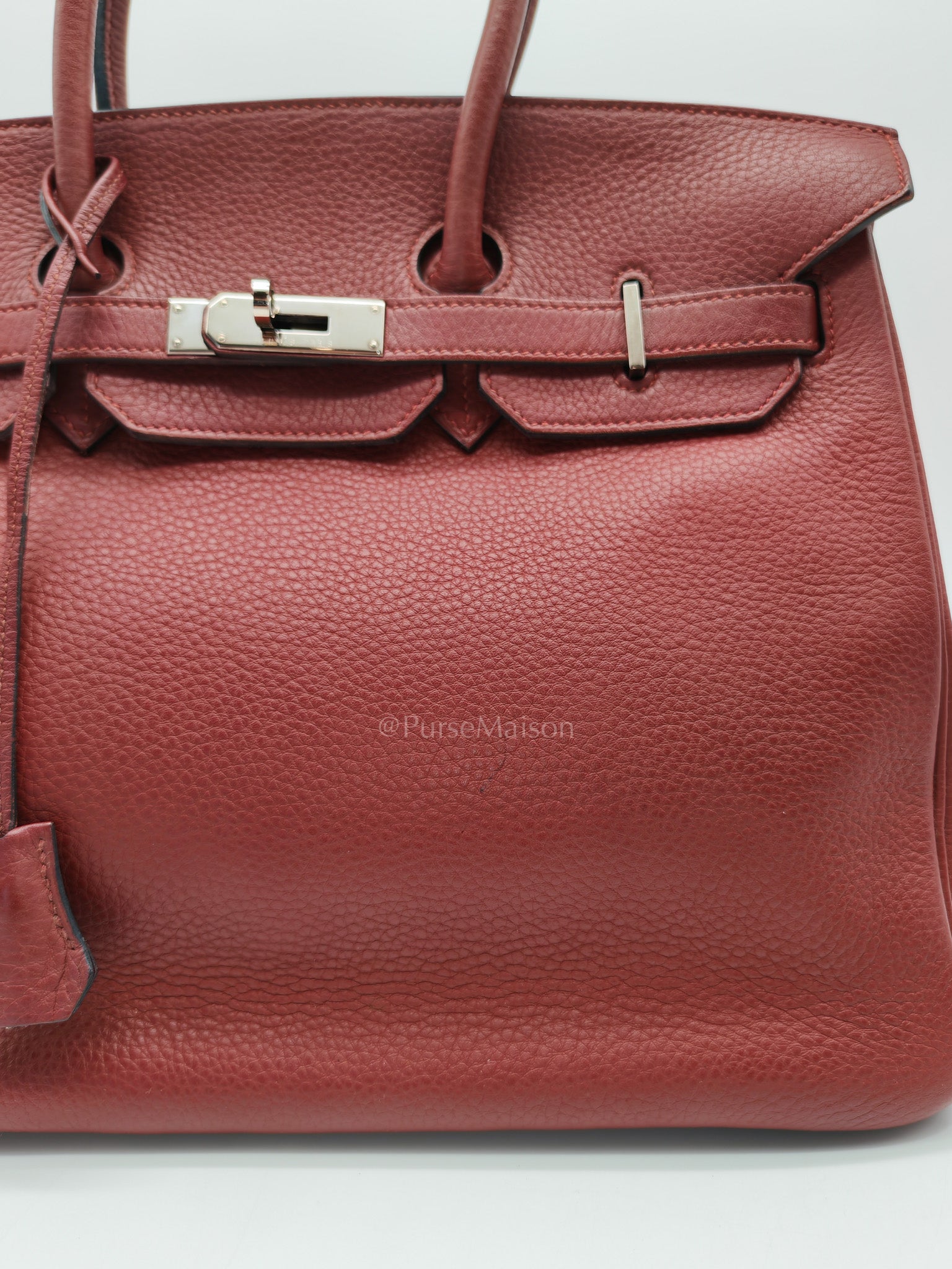 Birkin 35 in Rubis Clemence Leather Palladium Hardware Stamp Square P(2012)
