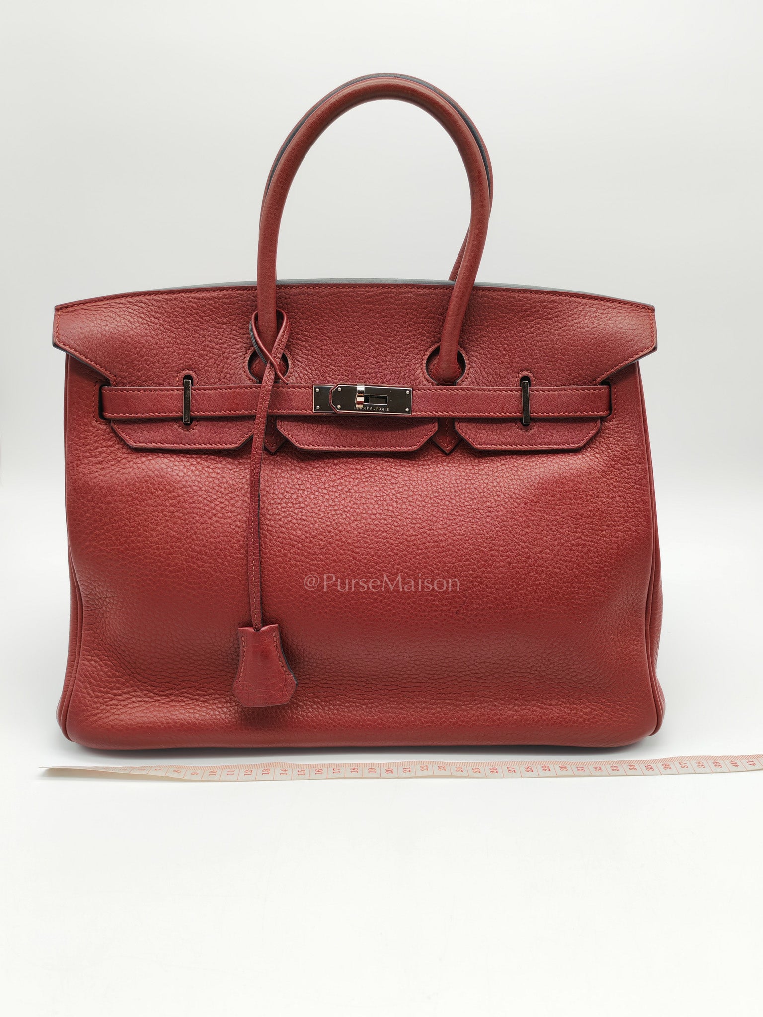 Birkin 35 in Rubis Clemence Leather Palladium Hardware Stamp Square P(2012)