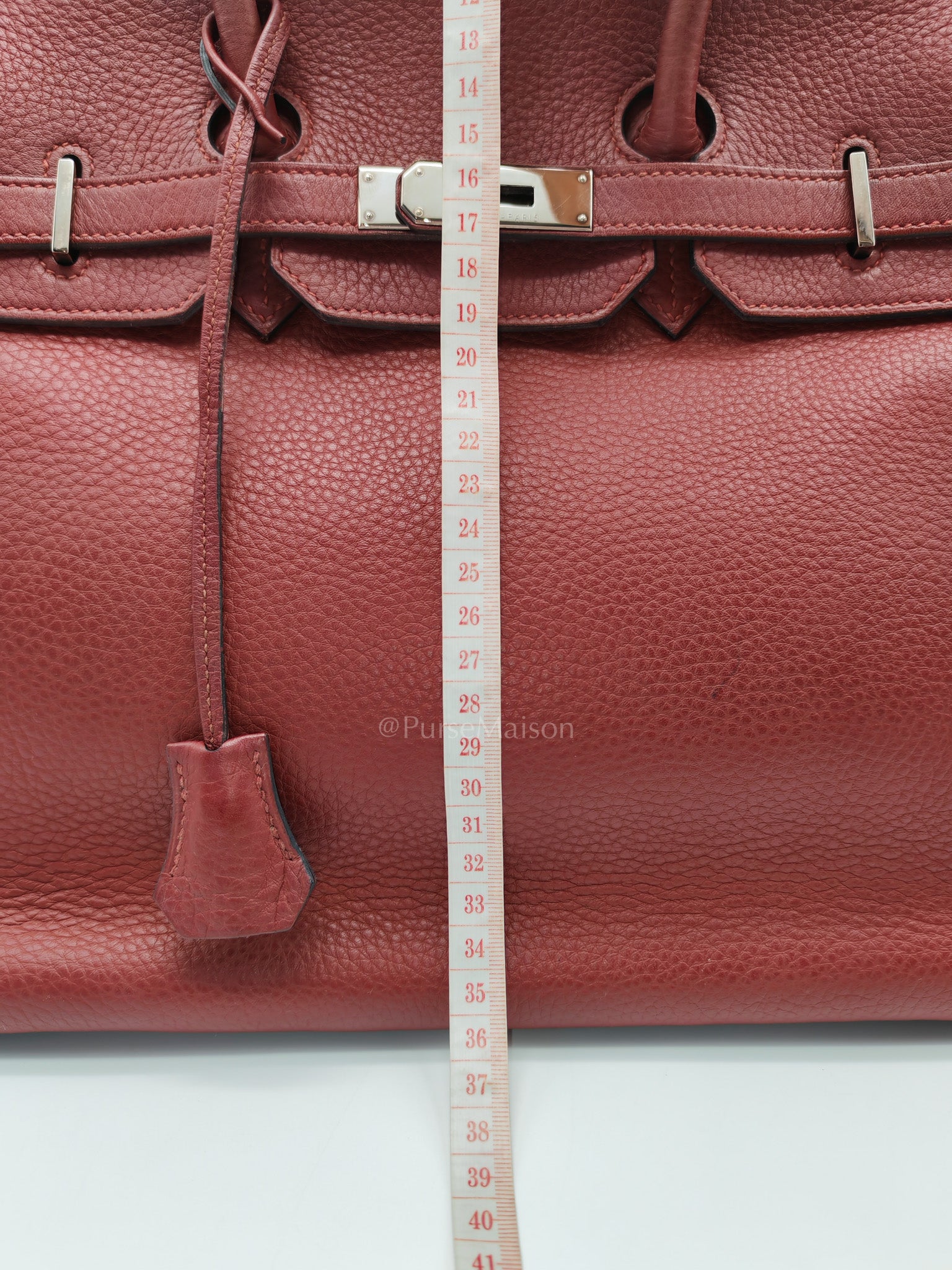 Birkin 35 in Rubis Clemence Leather Palladium Hardware Stamp Square P(2012)