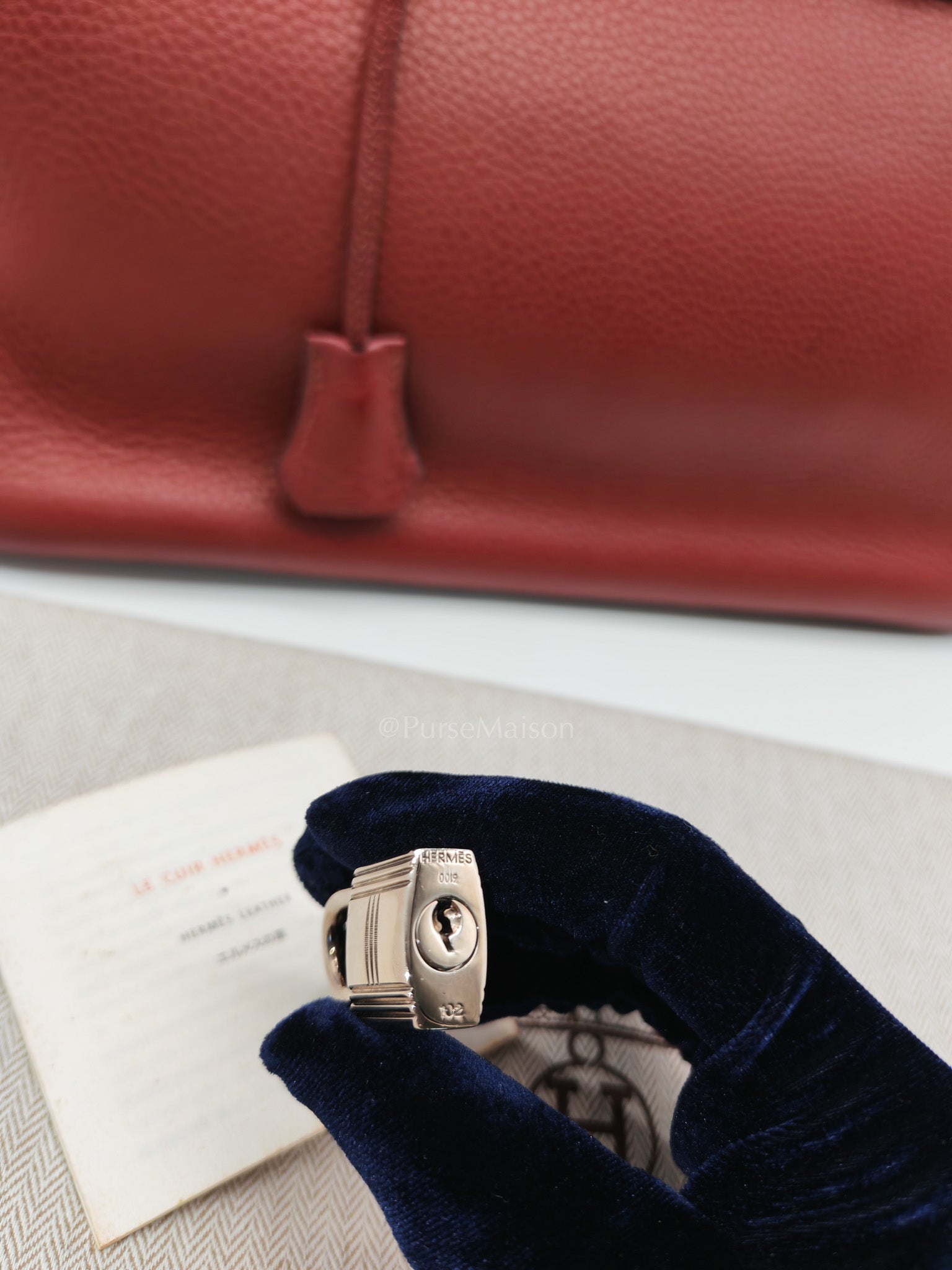 Birkin 35 in Rubis Clemence Leather Palladium Hardware Stamp Square P(2012)