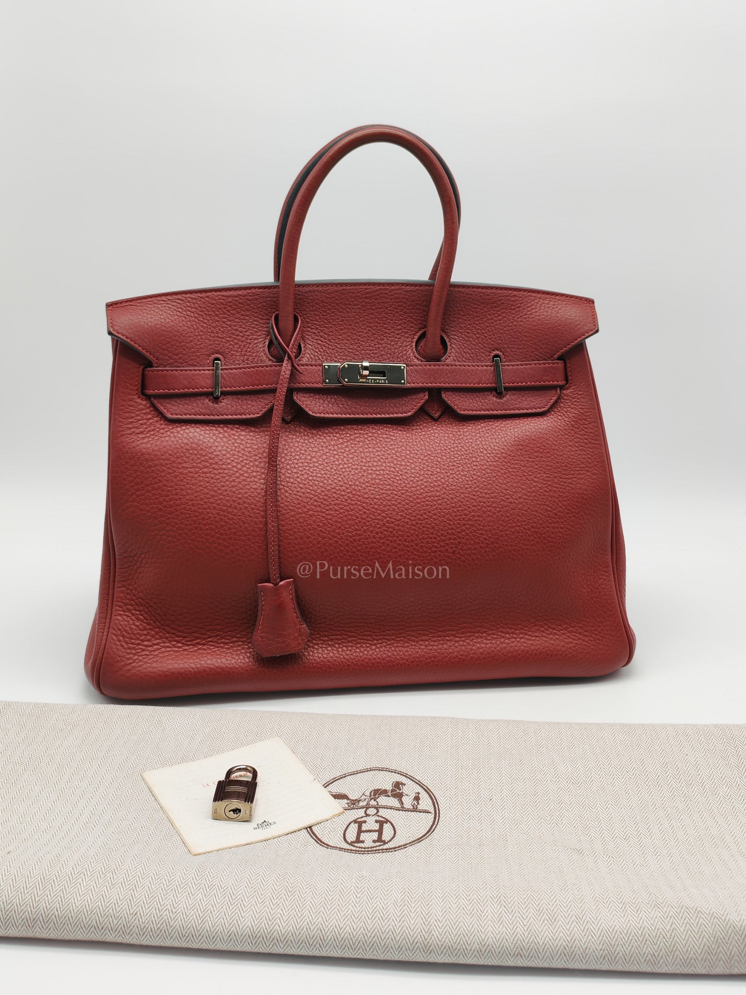 Birkin 35 in Rubis Clemence Leather Palladium Hardware Stamp Square P(2012)