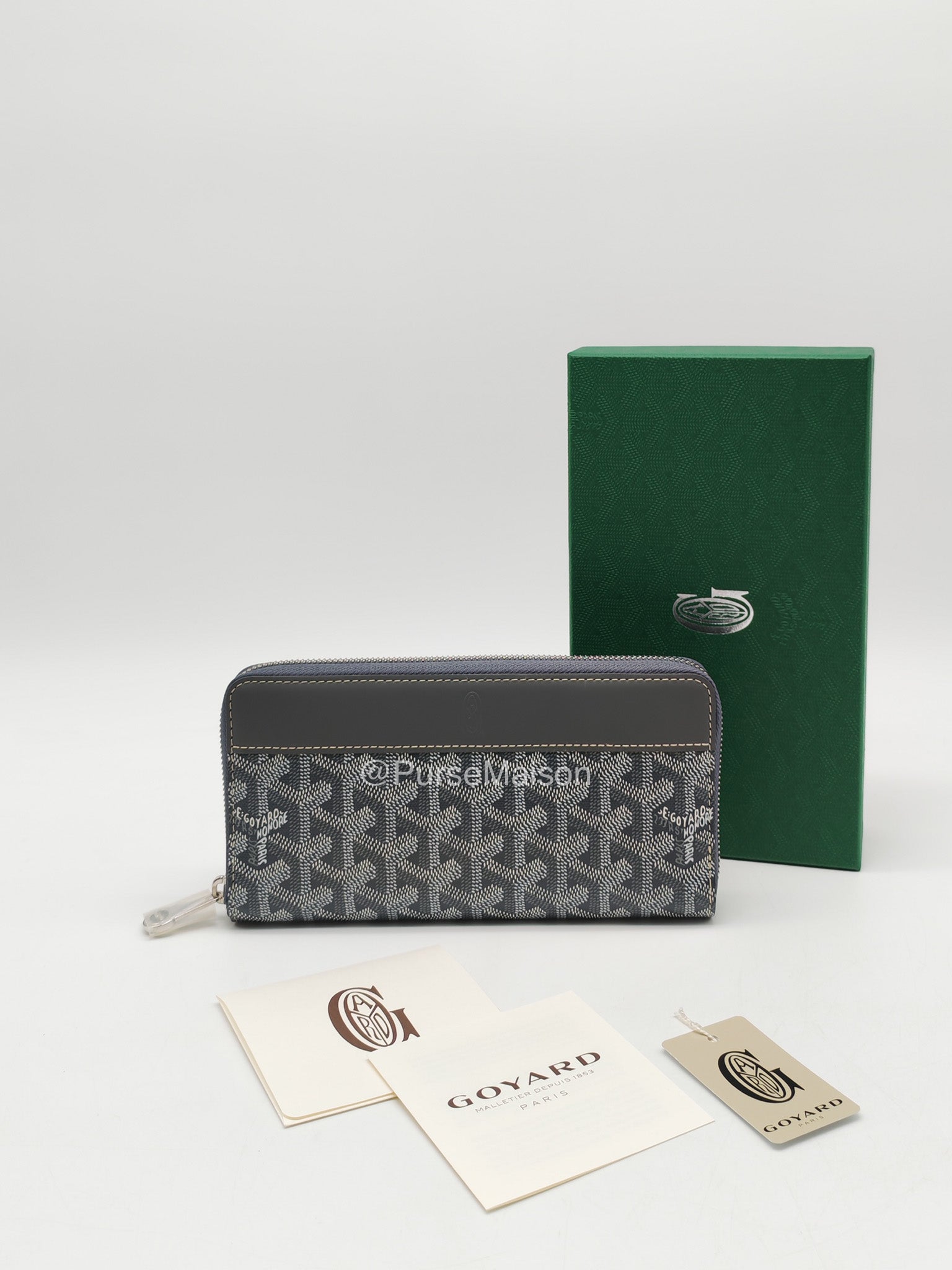 Goyard Matignon Long Zip Around Wallet (GM) in Grey Goyardine Canvas