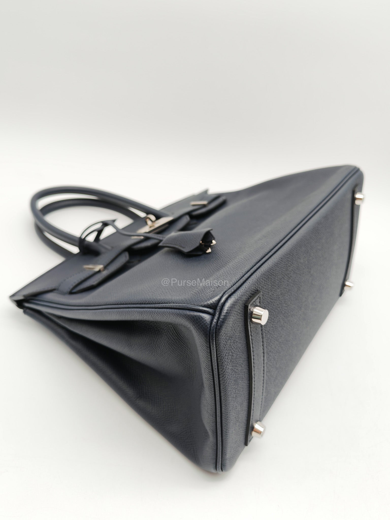 Birkin 30 Retourne in Bleu Indigo Epsom Leather Palladium Hardware Stamp Y(2020)