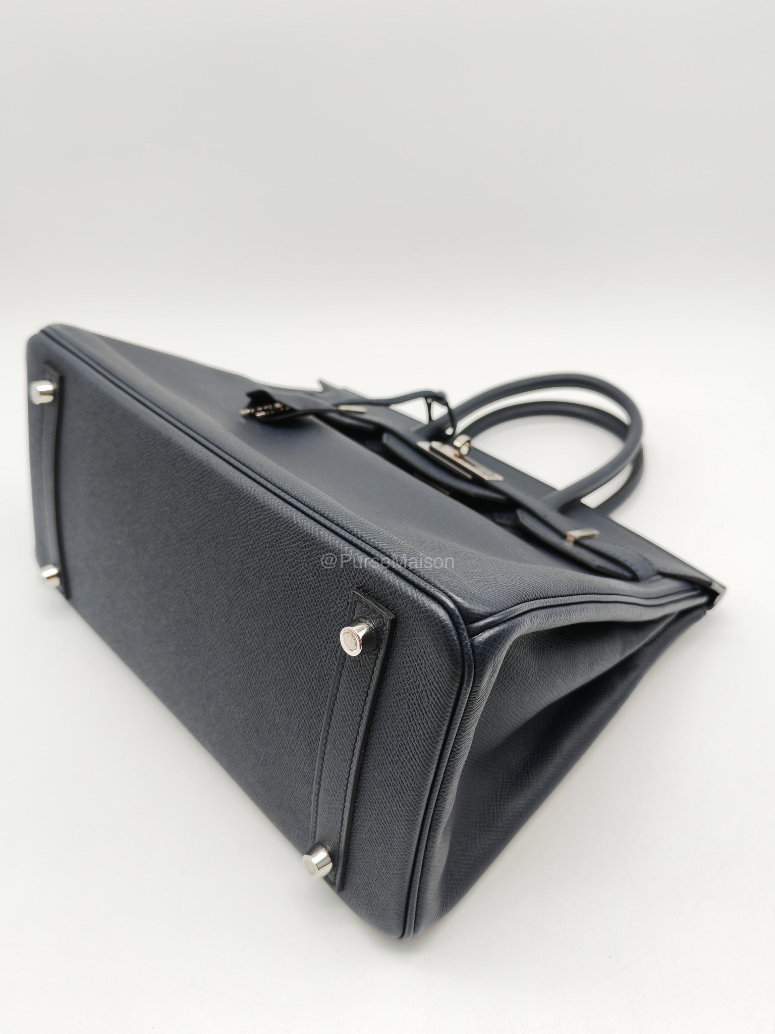 Birkin 30 Retourne in Bleu Indigo Epsom Leather Palladium Hardware Stamp Y(2020)