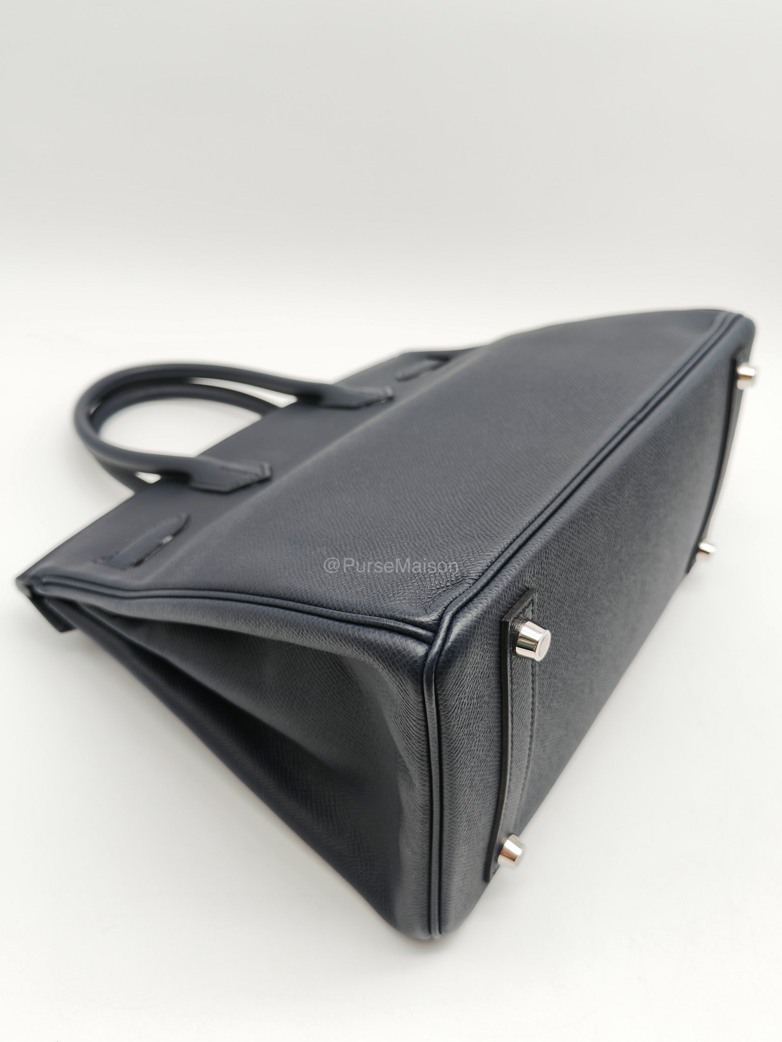 Birkin 30 Retourne in Bleu Indigo Epsom Leather Palladium Hardware Stamp Y(2020)