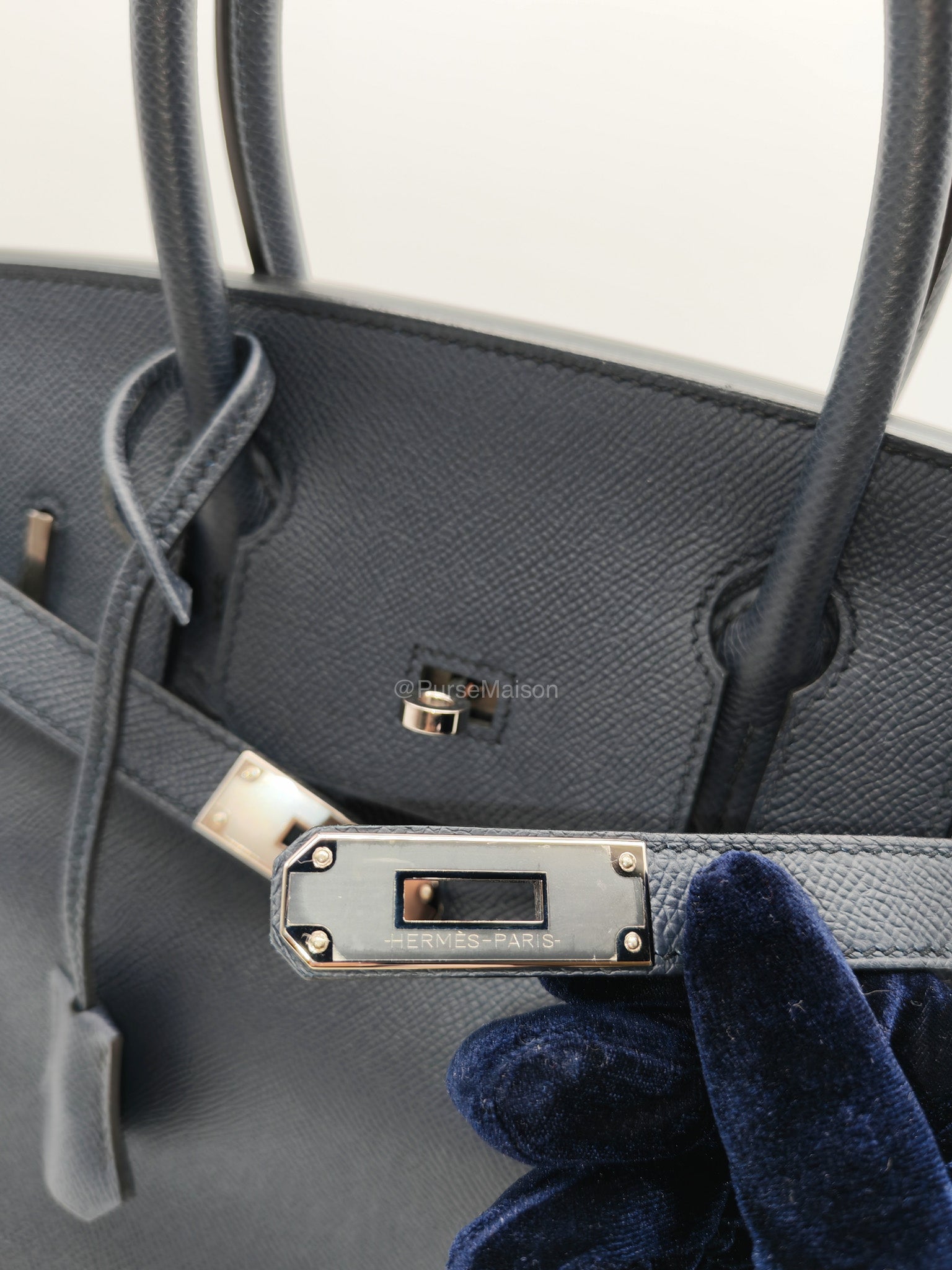 Birkin 30 Retourne in Bleu Indigo Epsom Leather Palladium Hardware Stamp Y(2020)