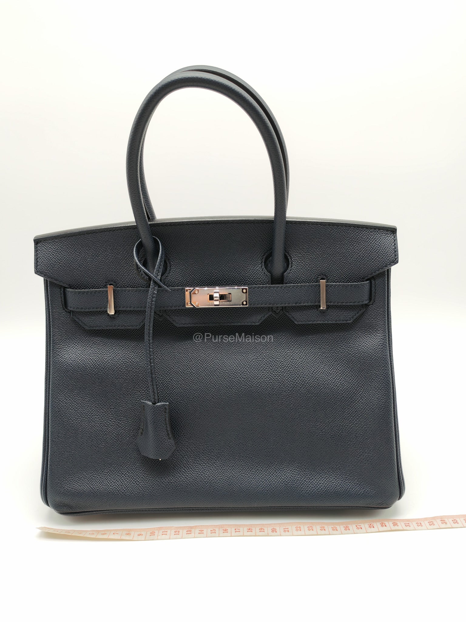 Birkin 30 Retourne in Bleu Indigo Epsom Leather Palladium Hardware Stamp Y(2020)